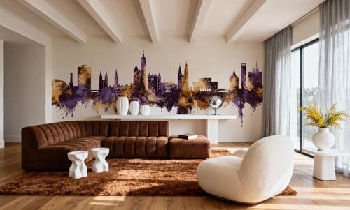 Braunschweig Germany Skyline Purple & Gold