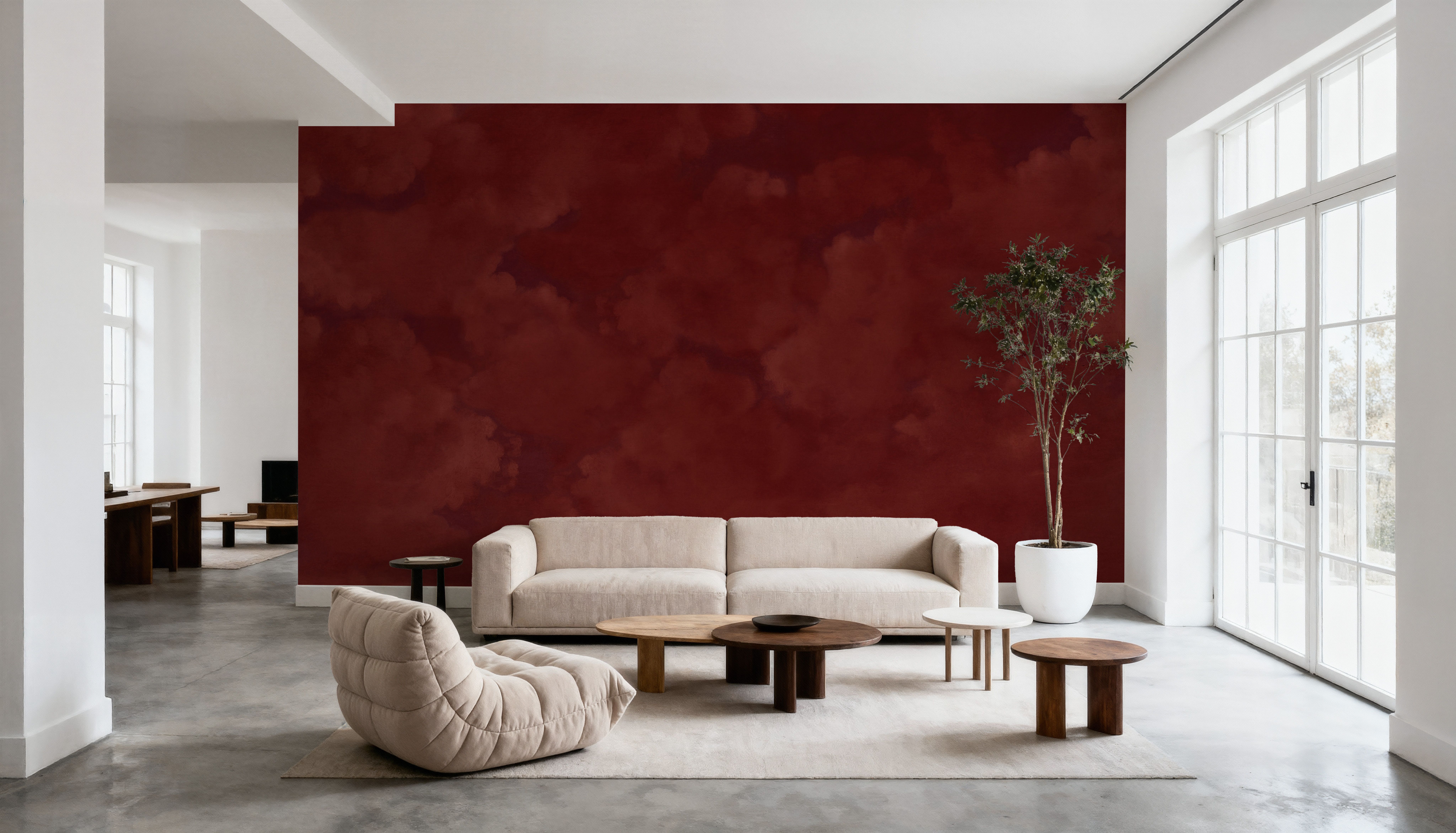 Painted Dreamy Clouds, Cherry Red