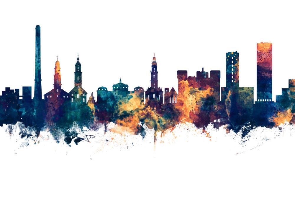 Erlangen Germany Skyline Blue & Bronze