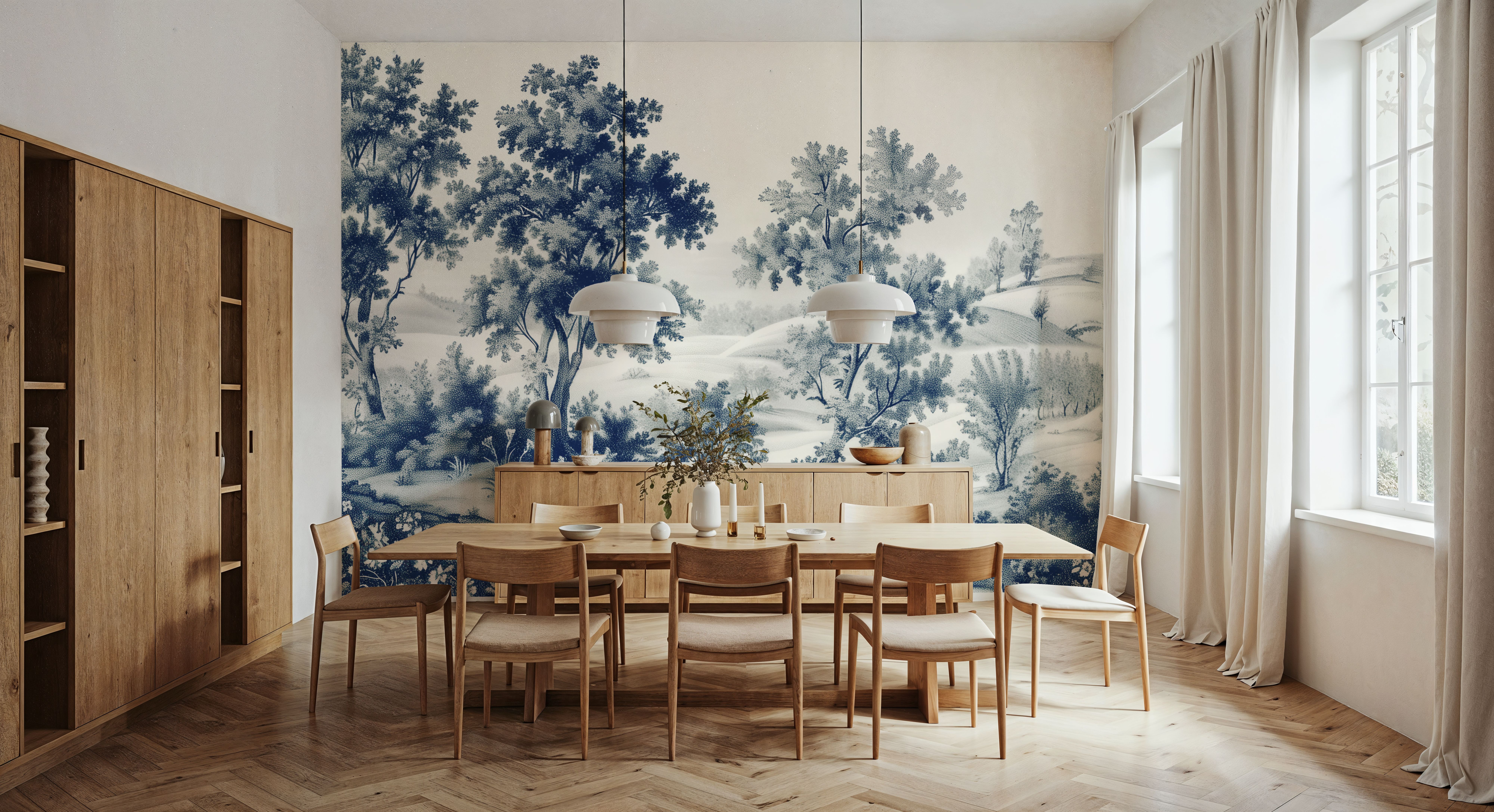 Pastoral Toile, Royal Blue, Carte da parati