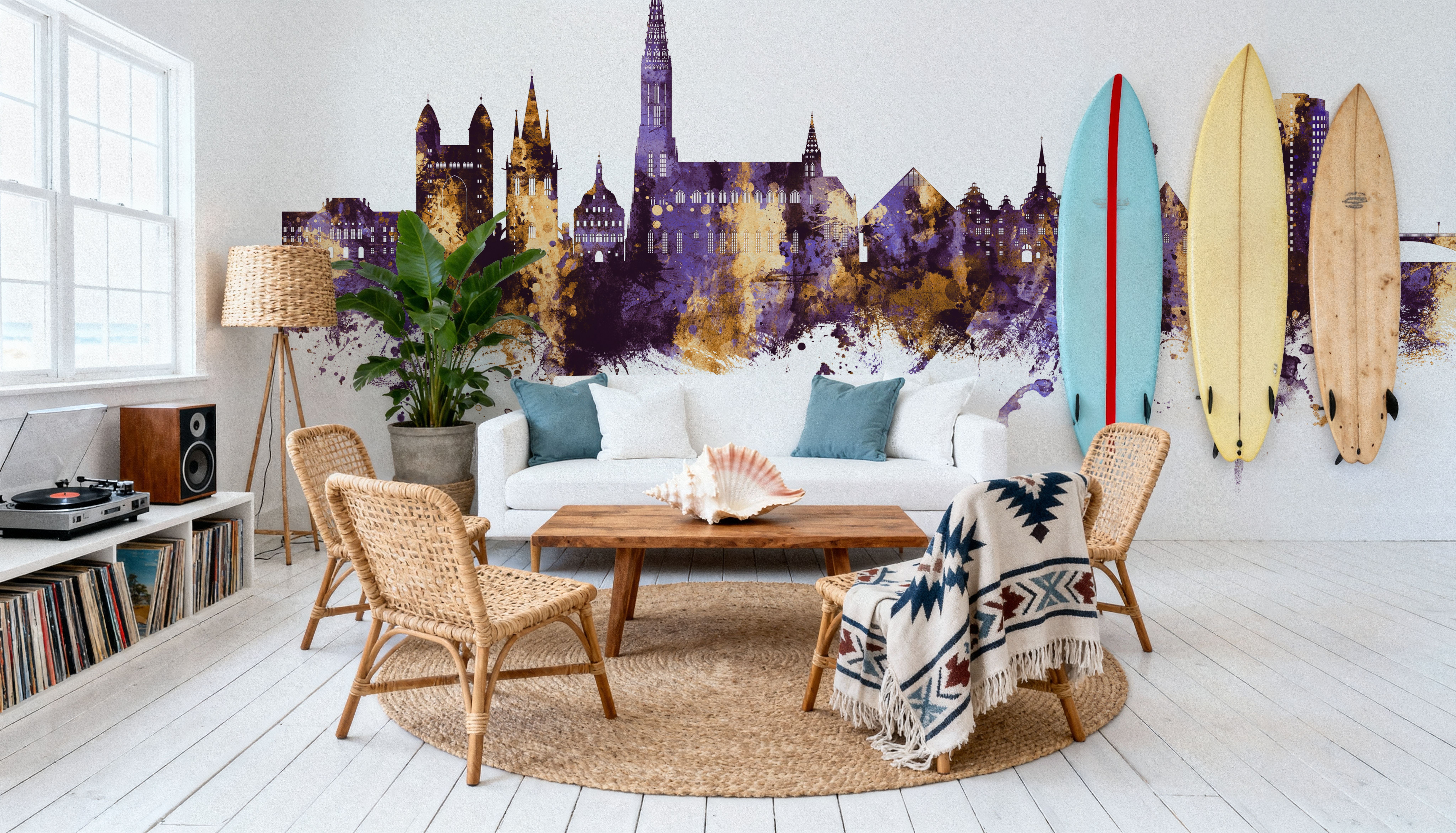 Ulm Germany Skyline Purple & Gold