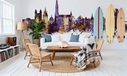 Ulm Germany Skyline Purple & Gold