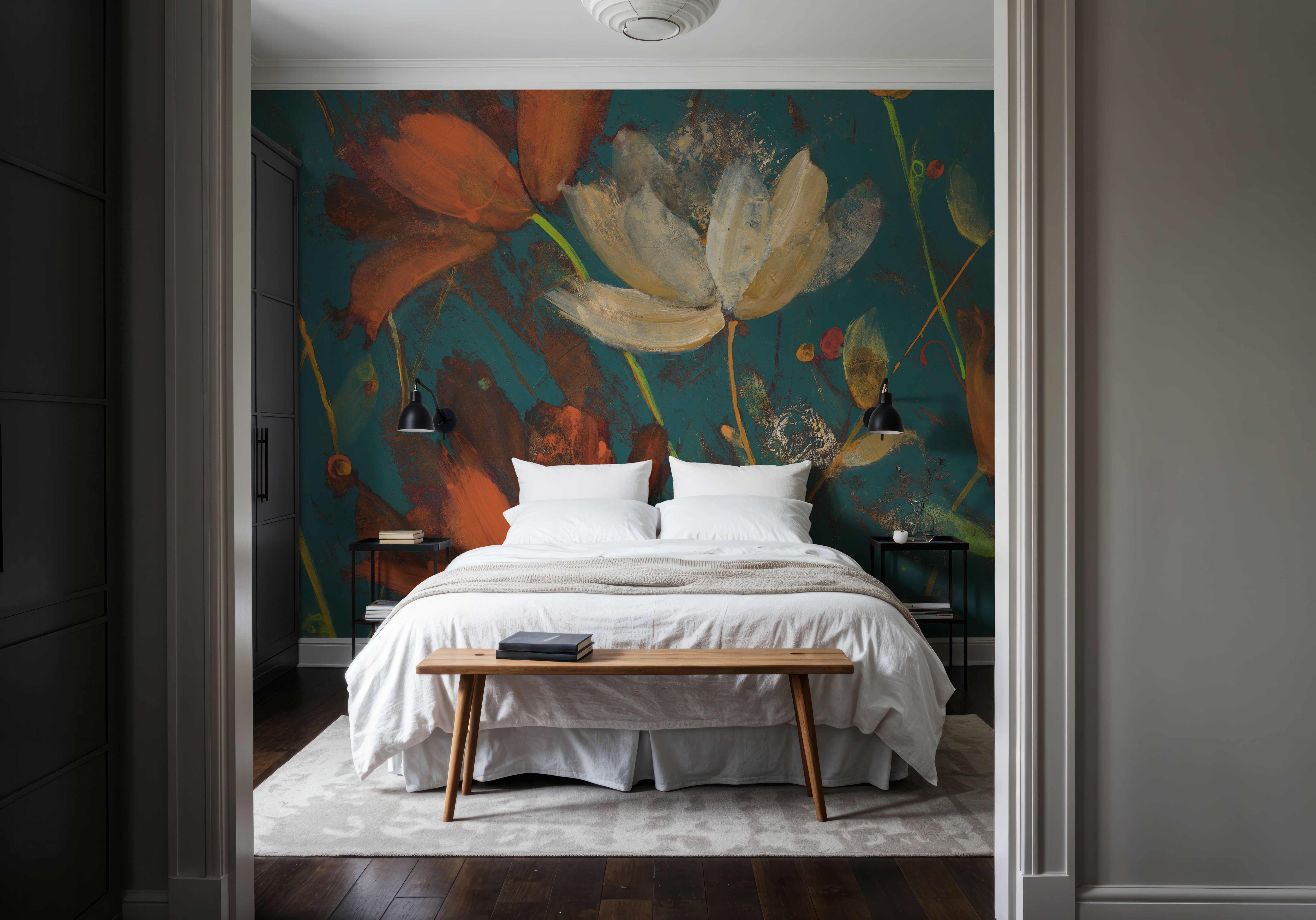 Moonlight Garden I Spice on Teal