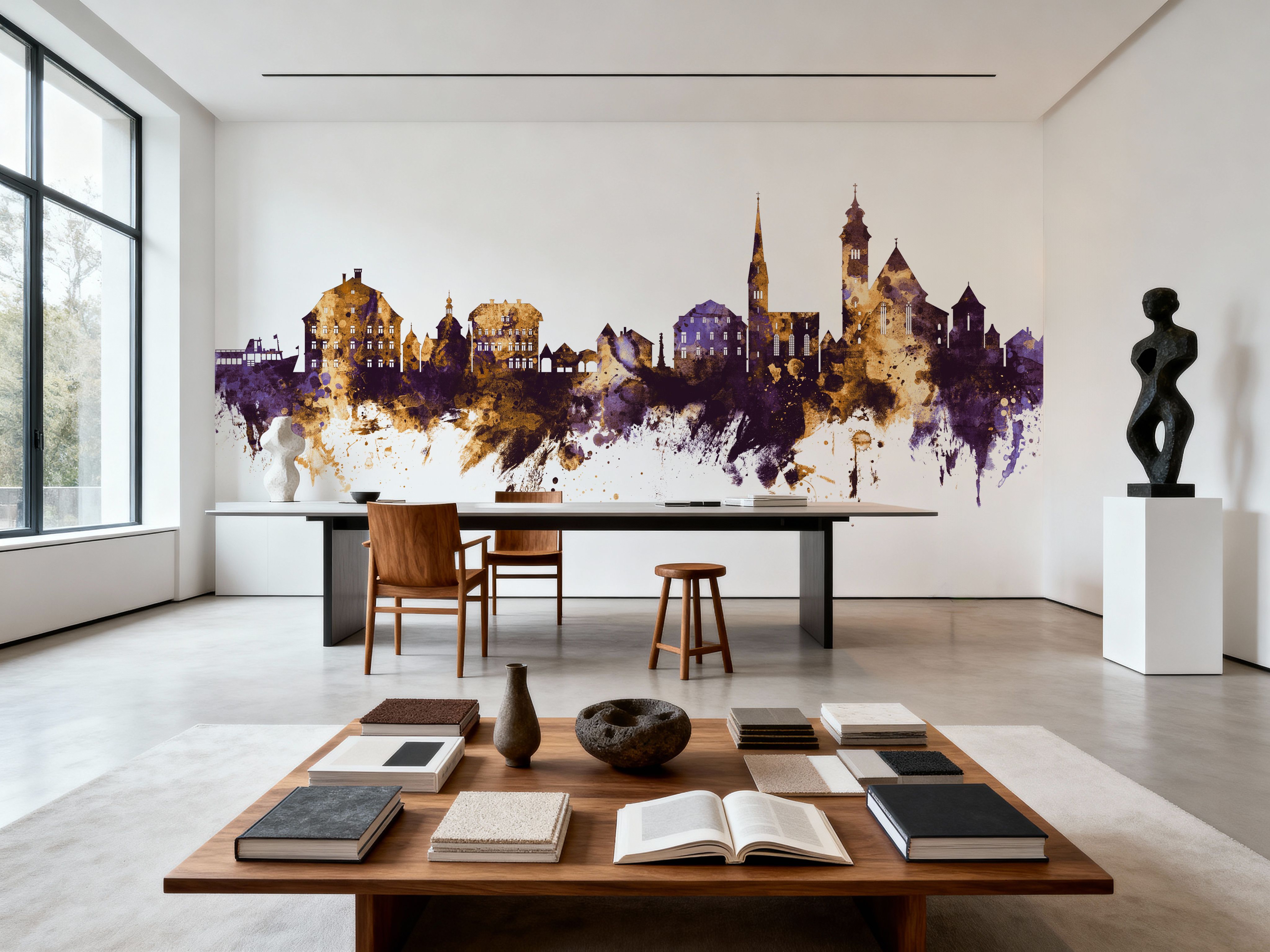 Hallstatt Austria Skyline Purple & Gold