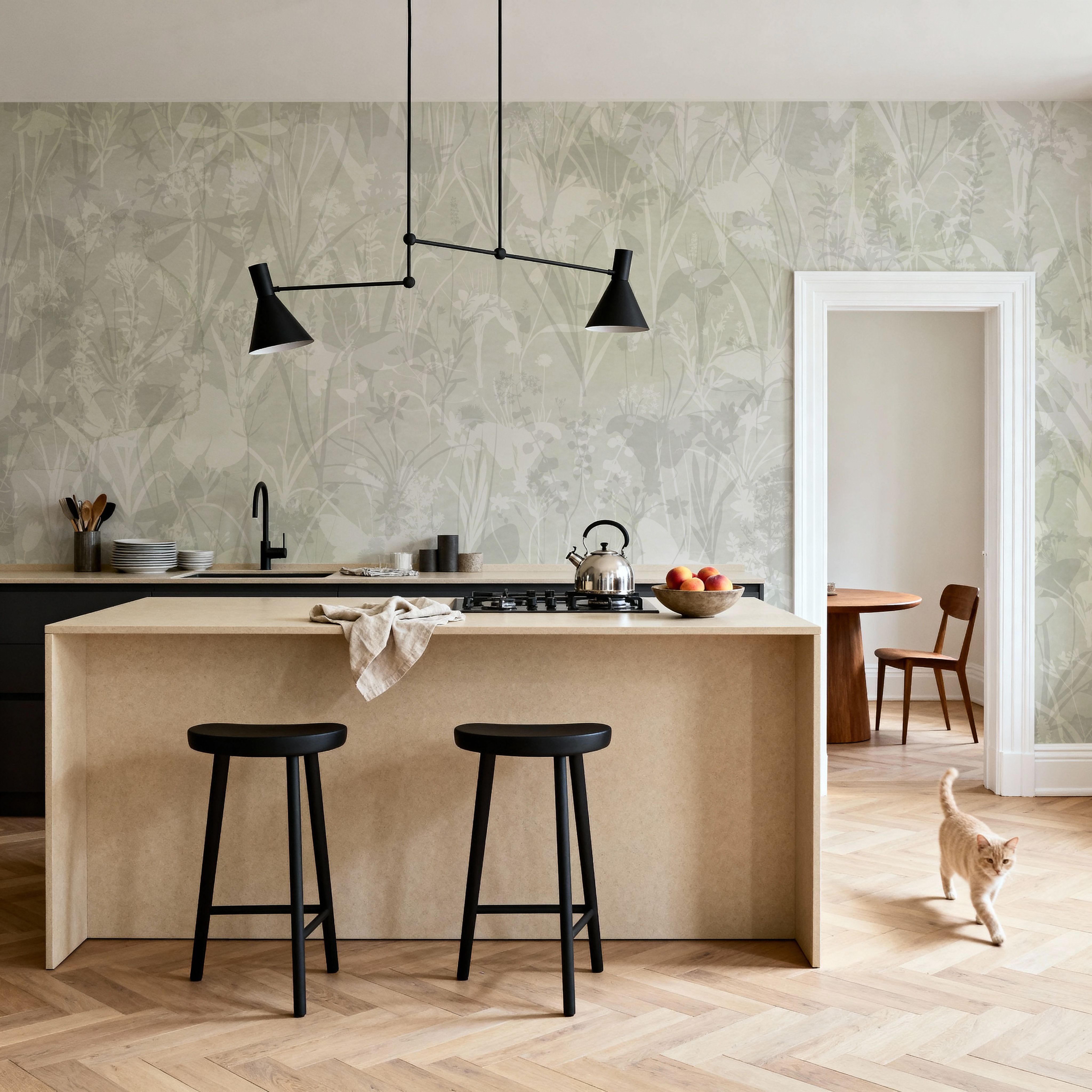 Herbals and Butterflies Double Silhouette Green