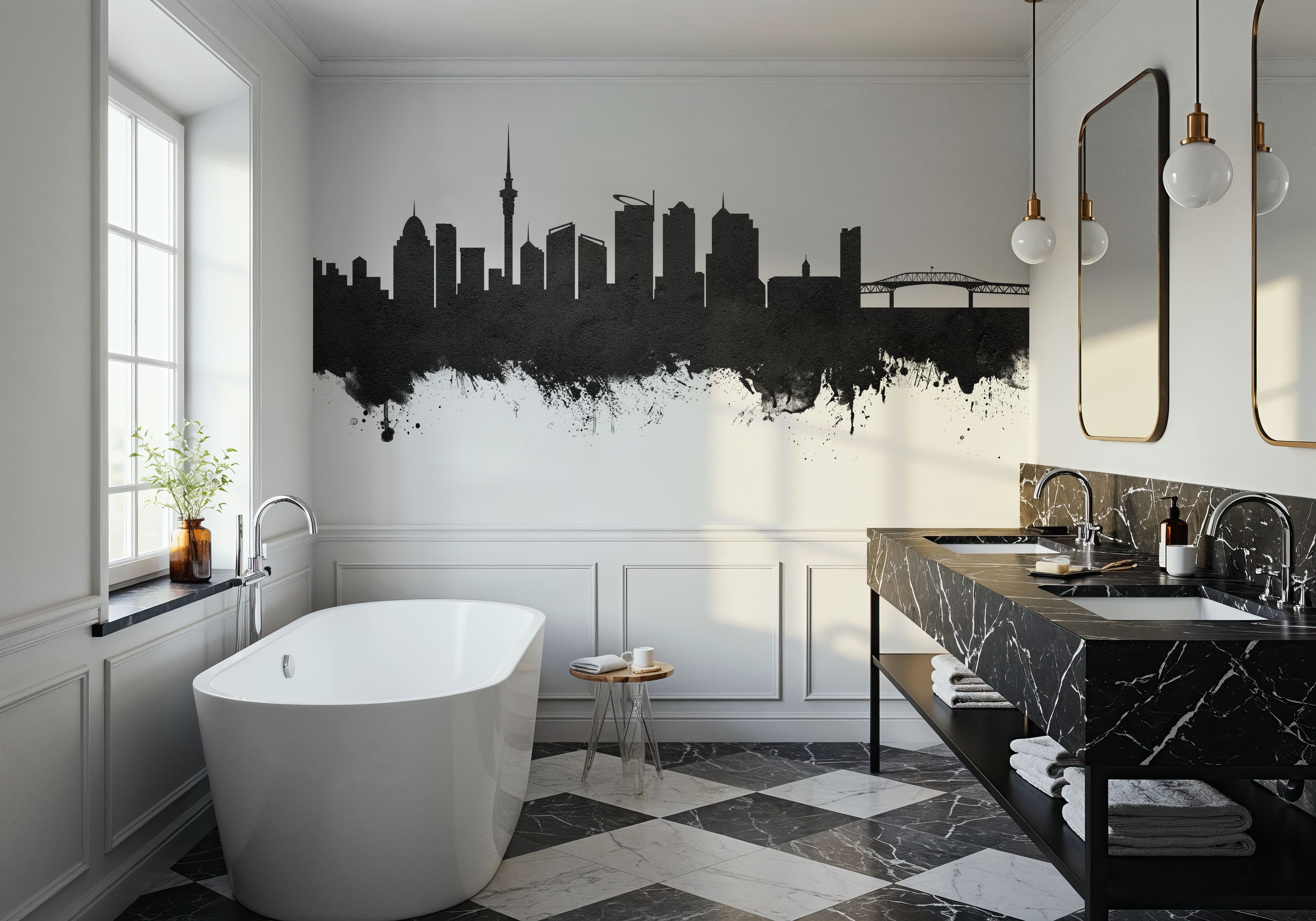 Auckland New Zeeland Skyline Black & White