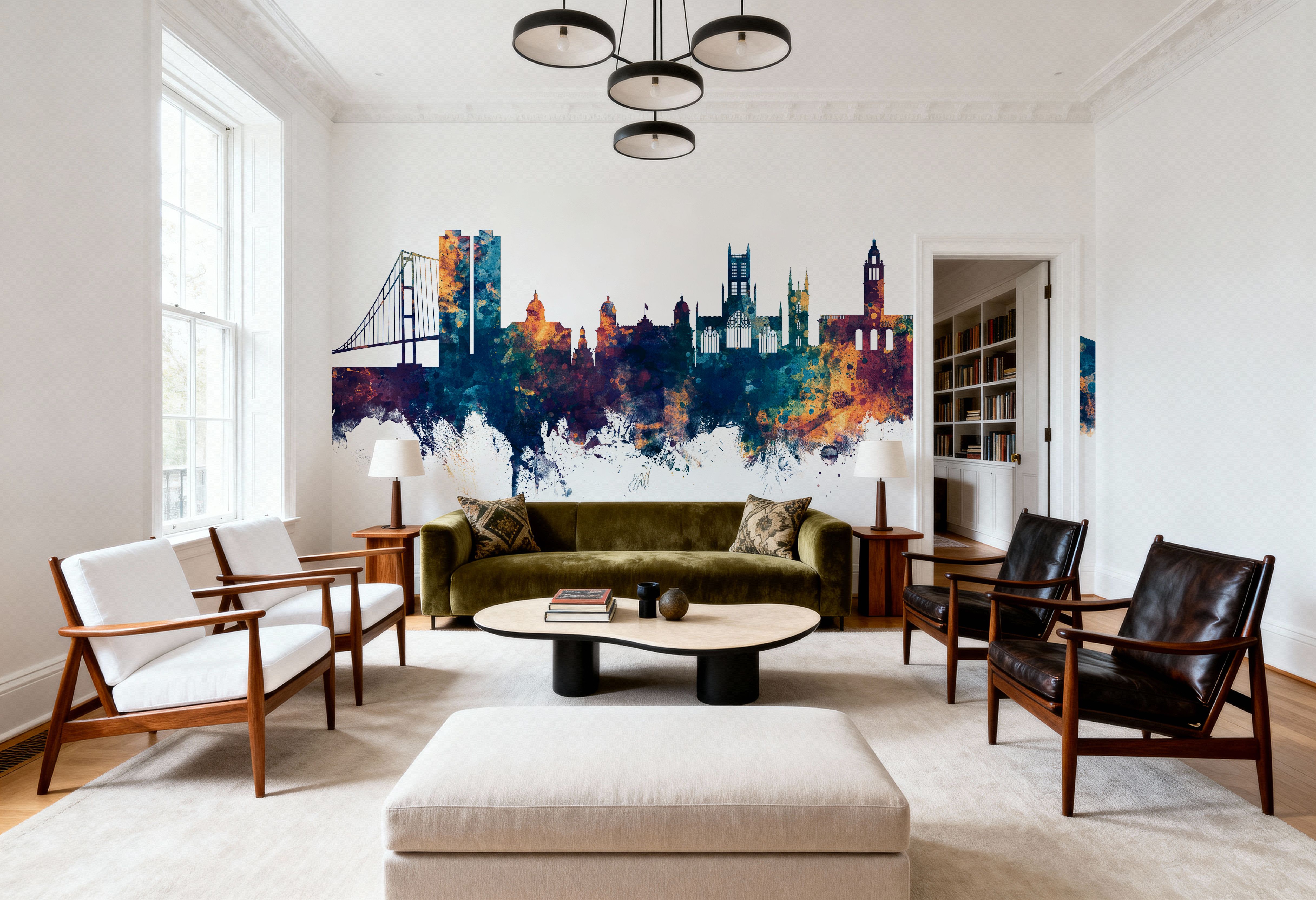 Kingston upon Hull England Skyline Blue & Bronze, Wallpaper