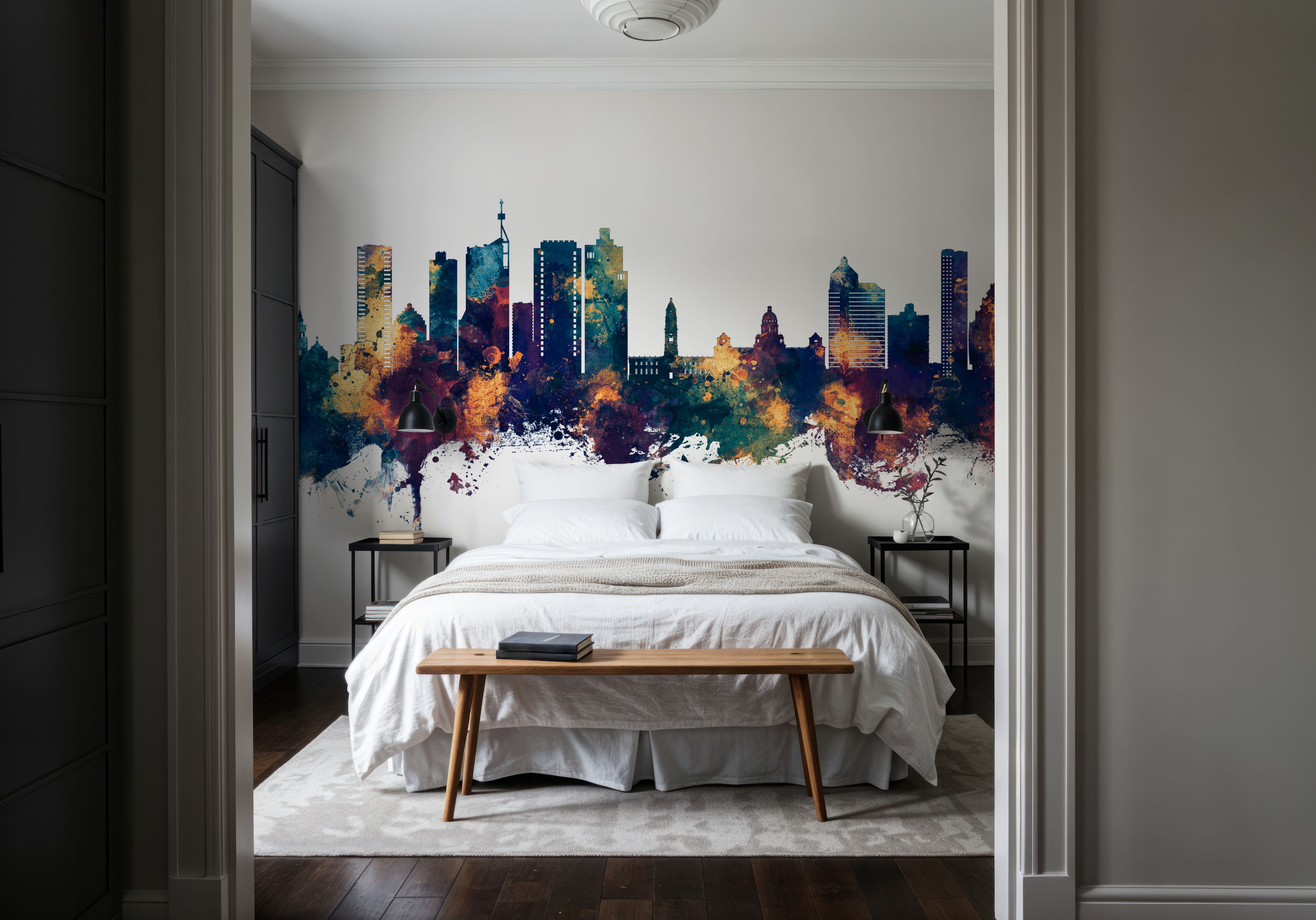 Durban South Africa Skyline Blue & Bronze