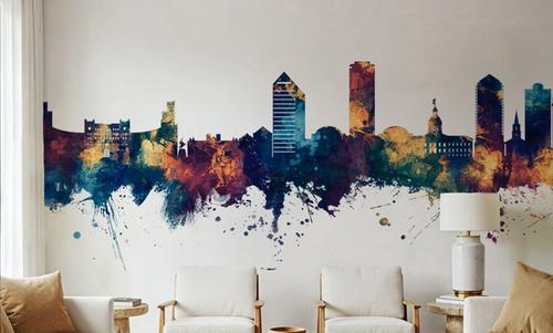 Tallahassee Florida Skyline Blue & Bronze