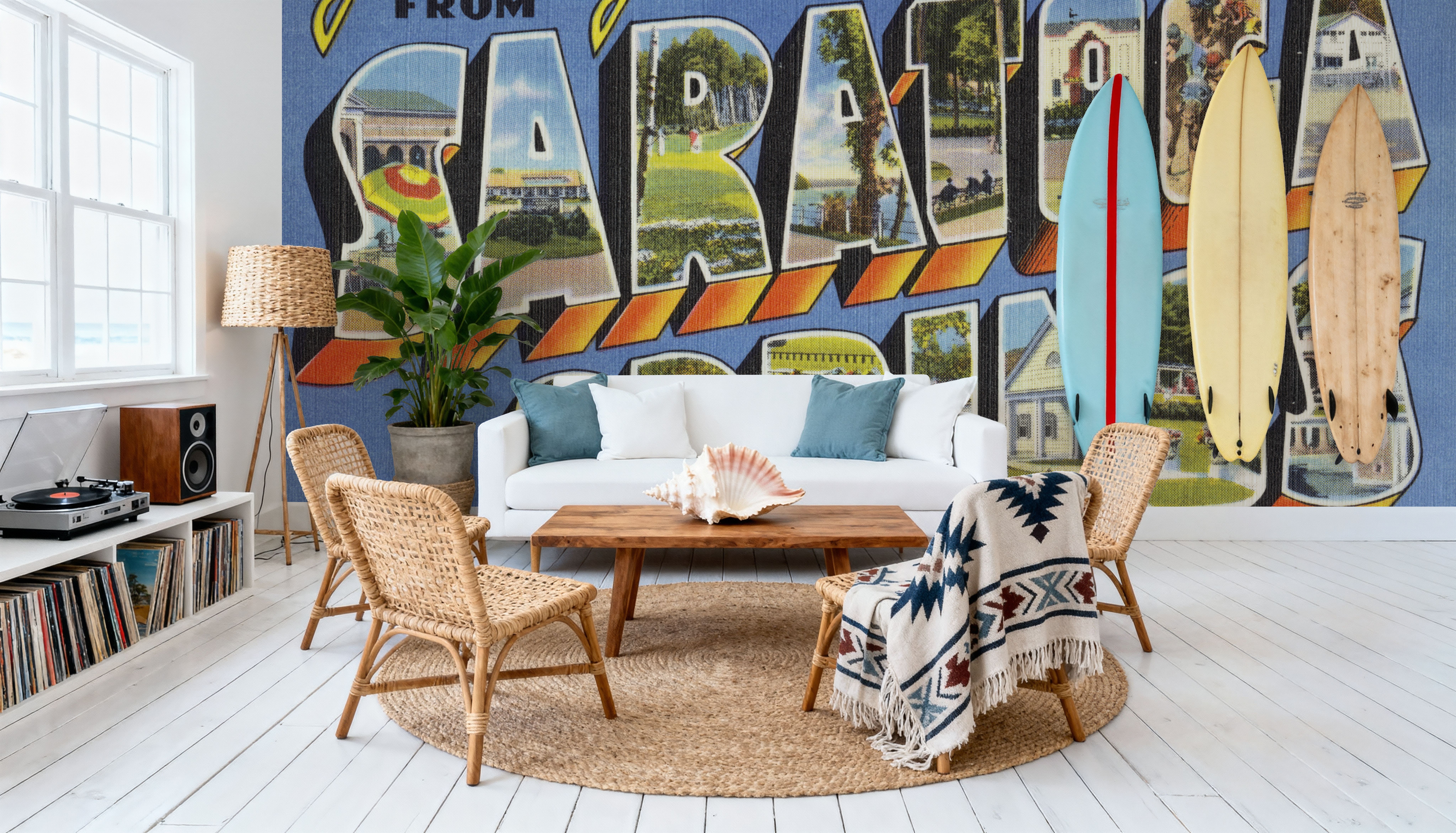 Greetings from Saratoga Springs - Screenprint Postcard