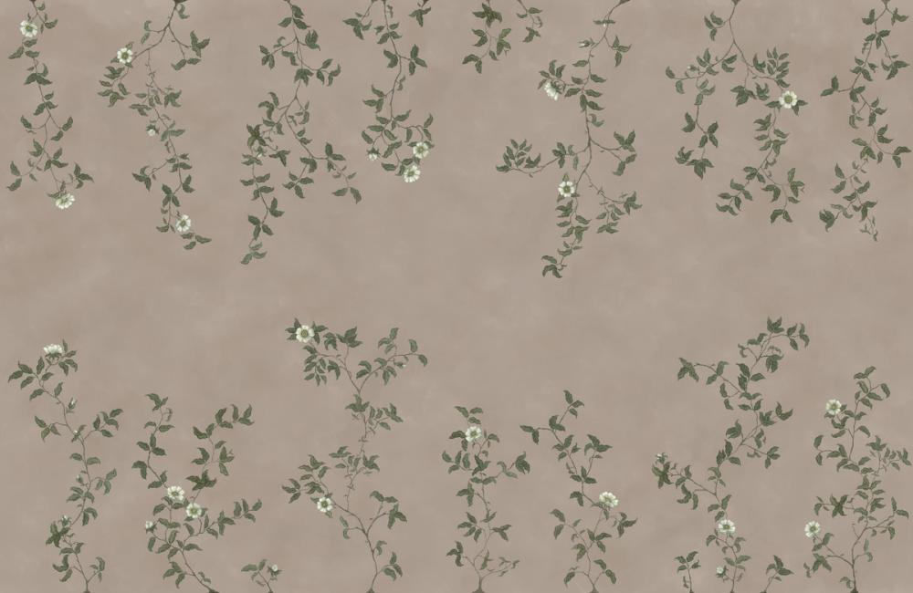 Rambling Rose, Ivory on Beige