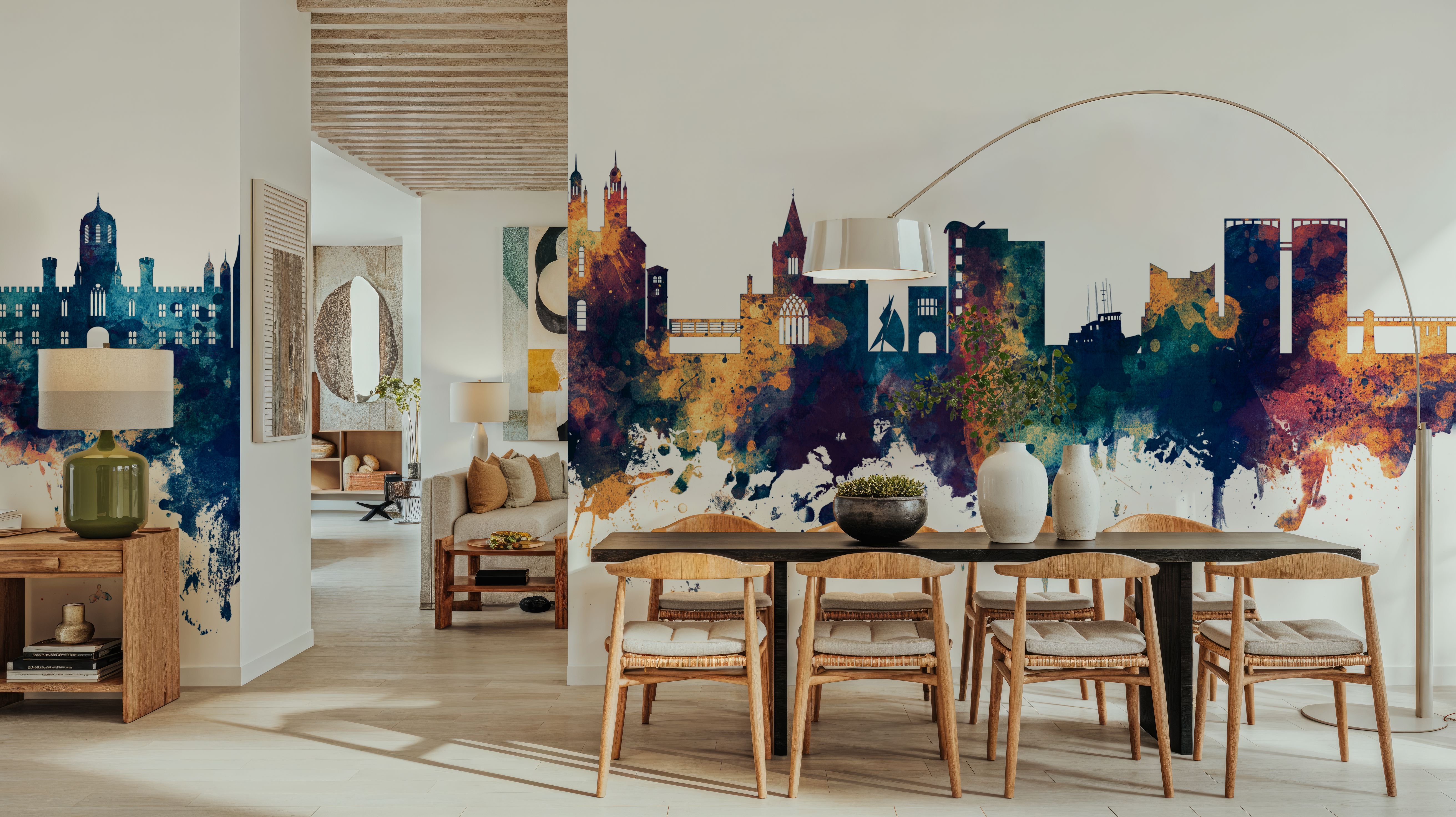 Galway Ireland Skyline Blue & Bronze, Wallpaper