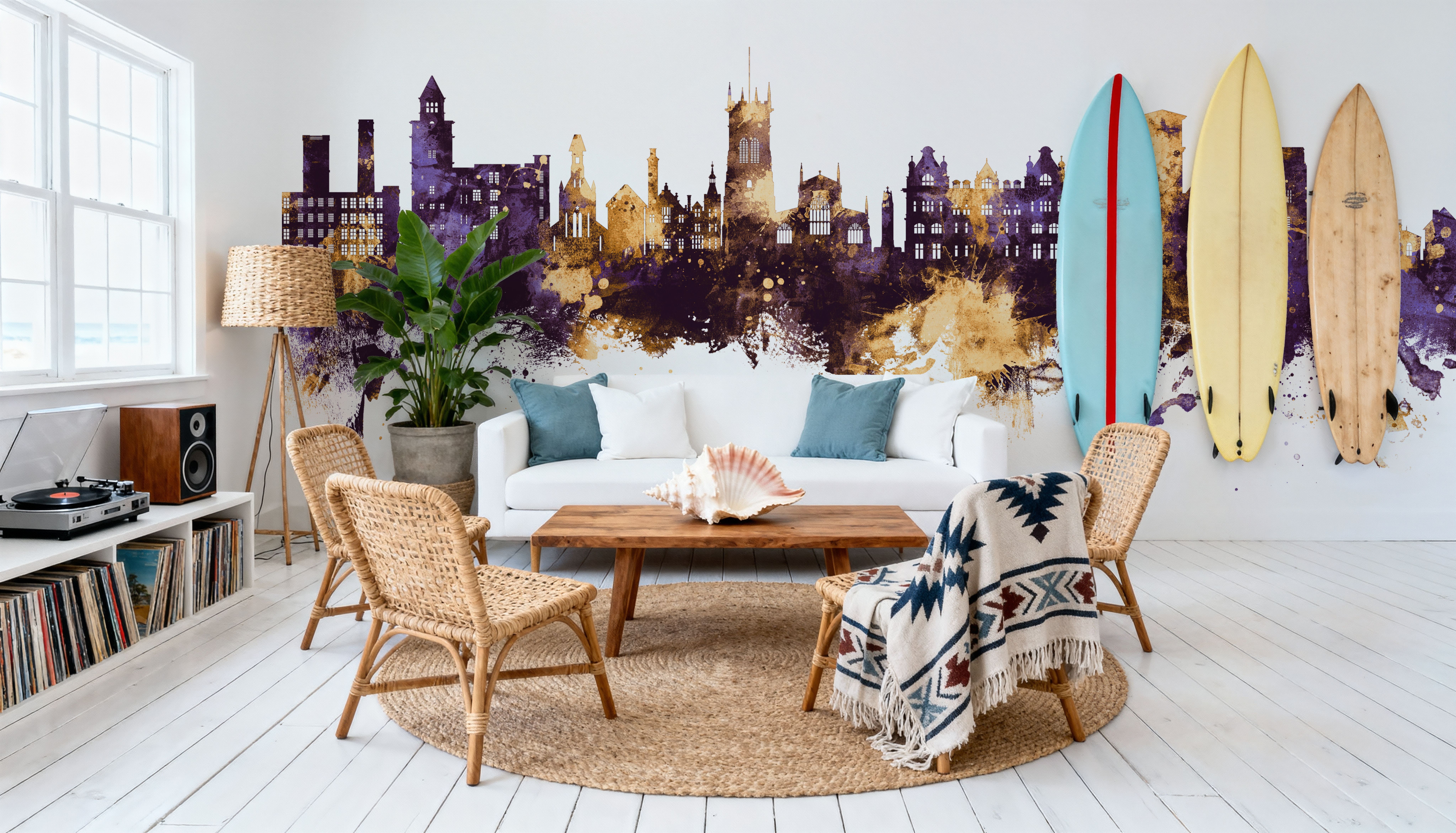 Wigan England Skyline Purple & Gold , Wallpaper