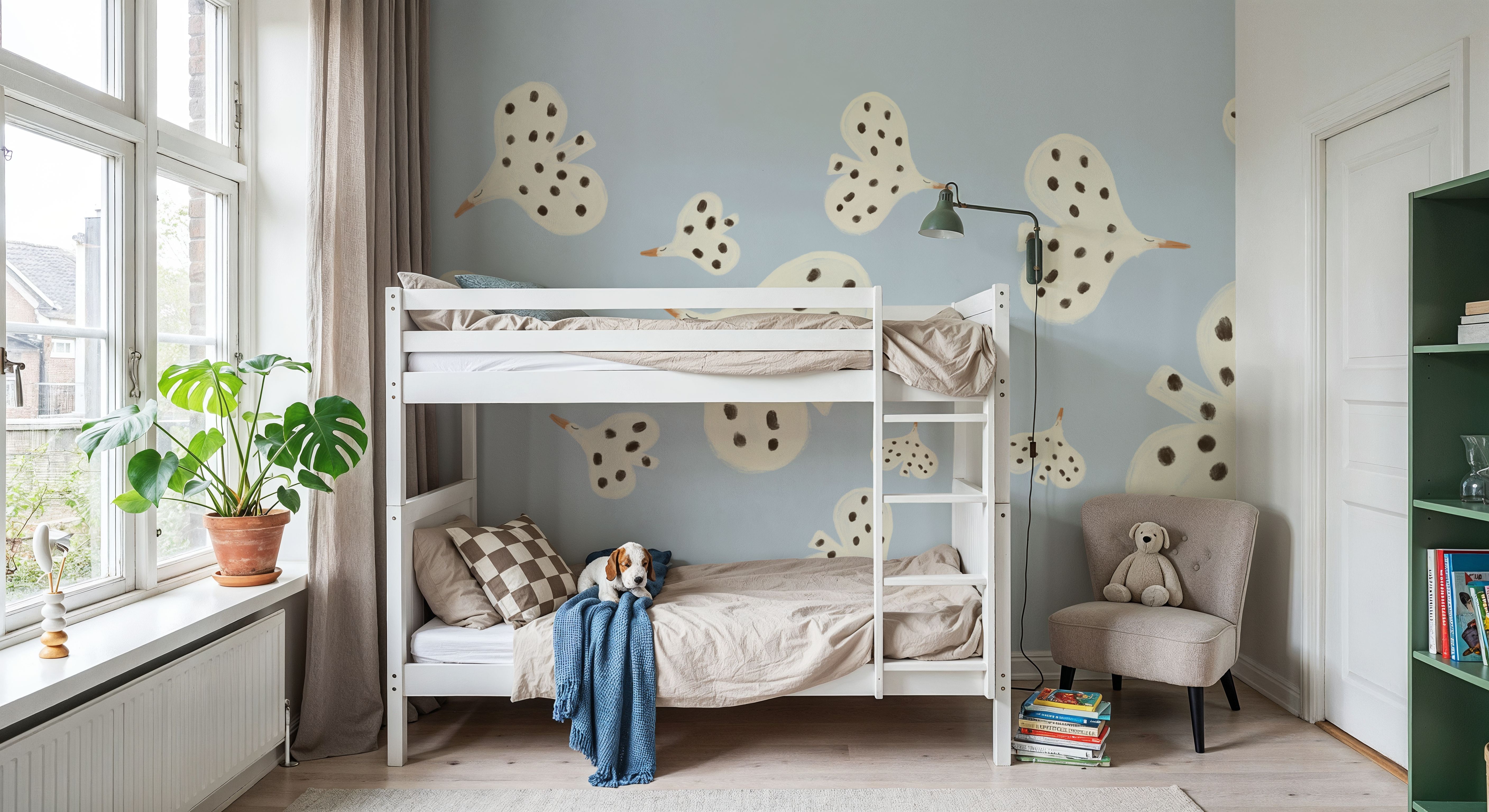 Birds Flying High, Light Blue, Wallpaper