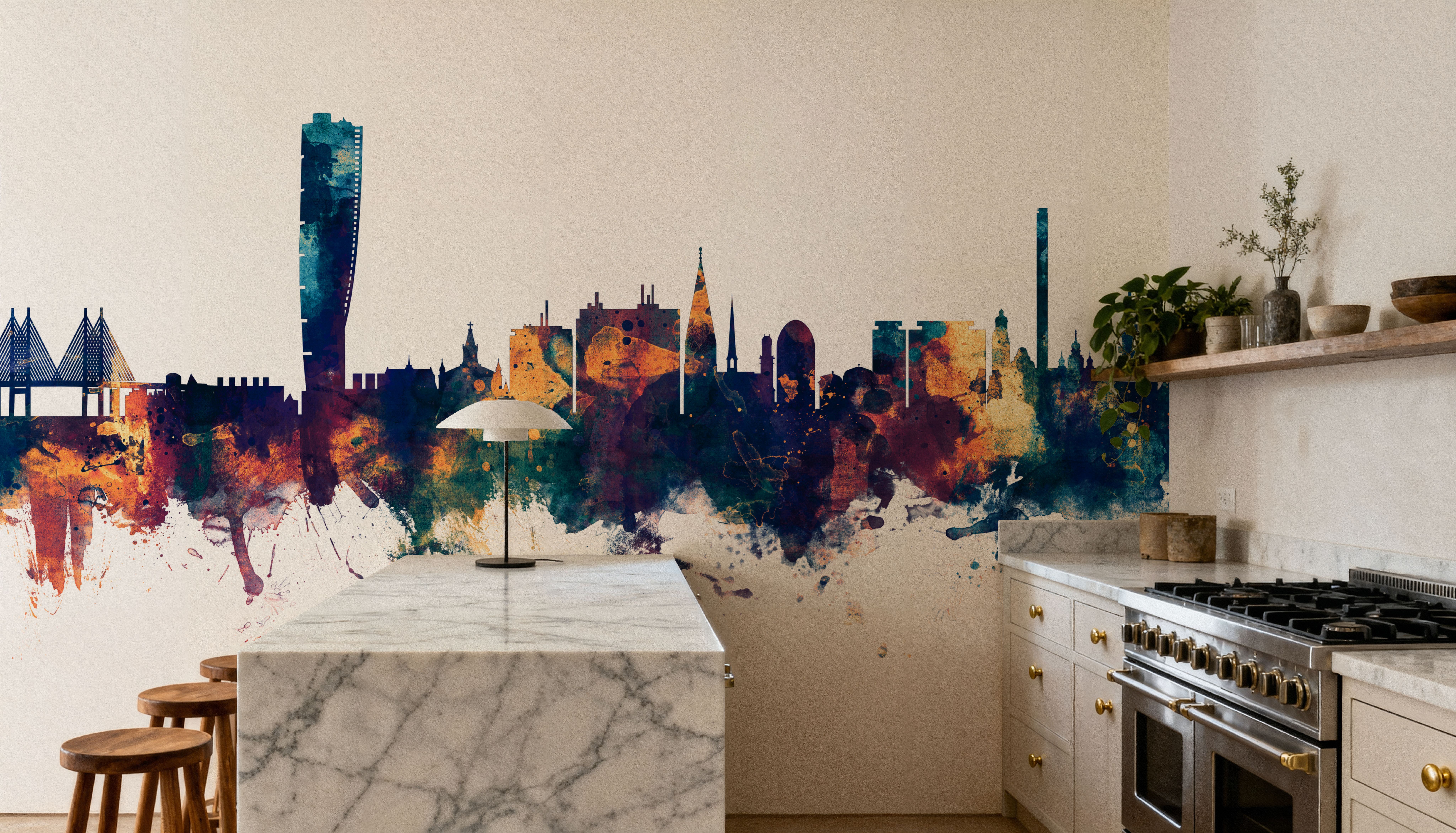 Malmö Sweden Skyline Blue & Bronze