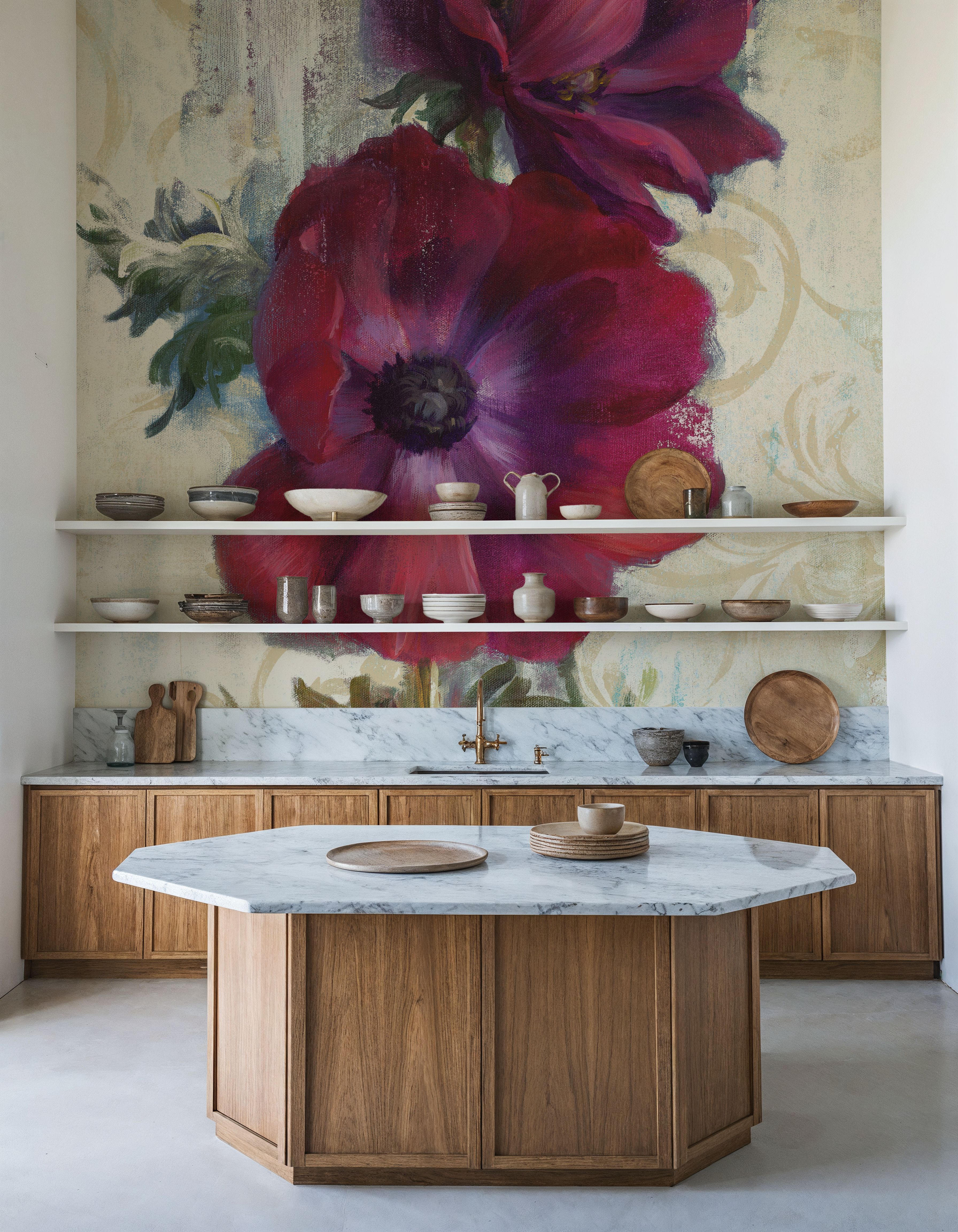 Rich Anemones I on Ivory