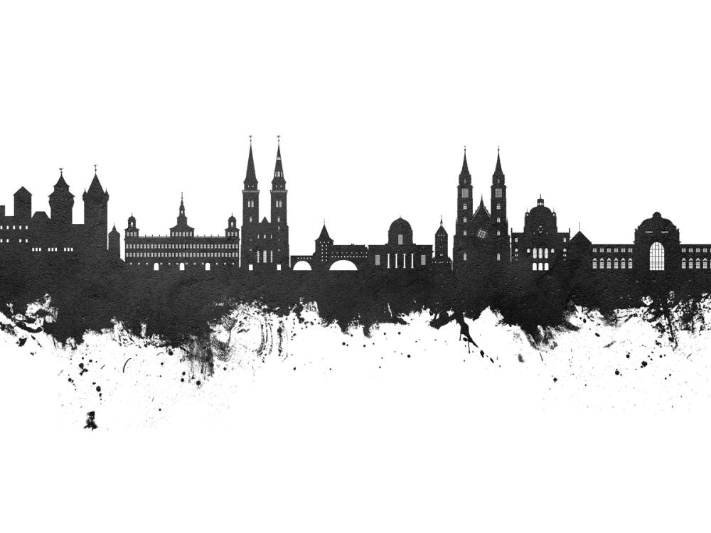 Nürnberg Germany Skyline Black & White