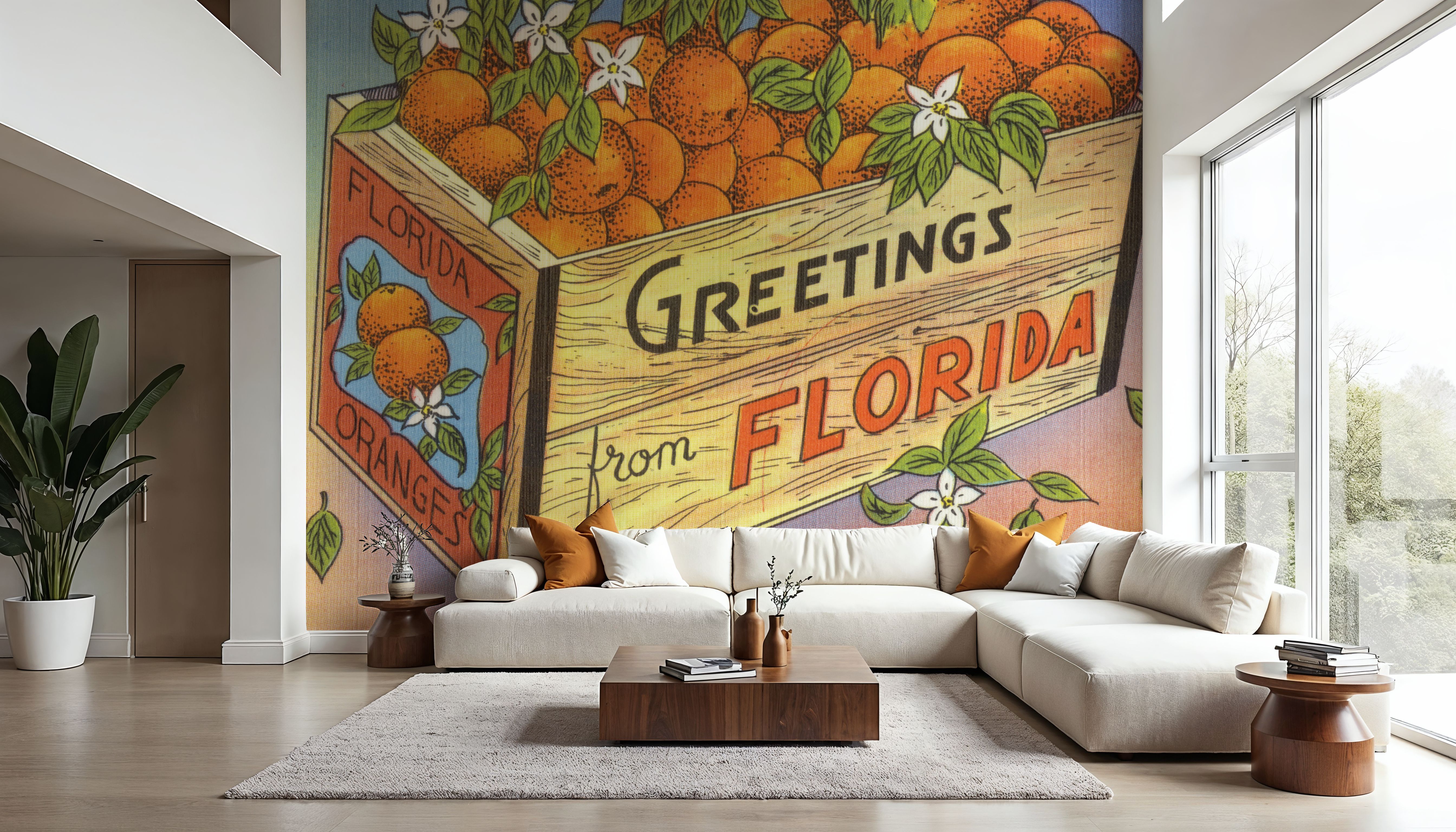 Greetings from Florida's Finest Oranges - Screenprint Postcard