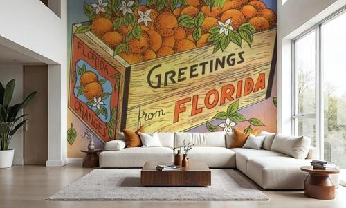 Greetings from Florida's Finest Oranges - Screenprint Postcard