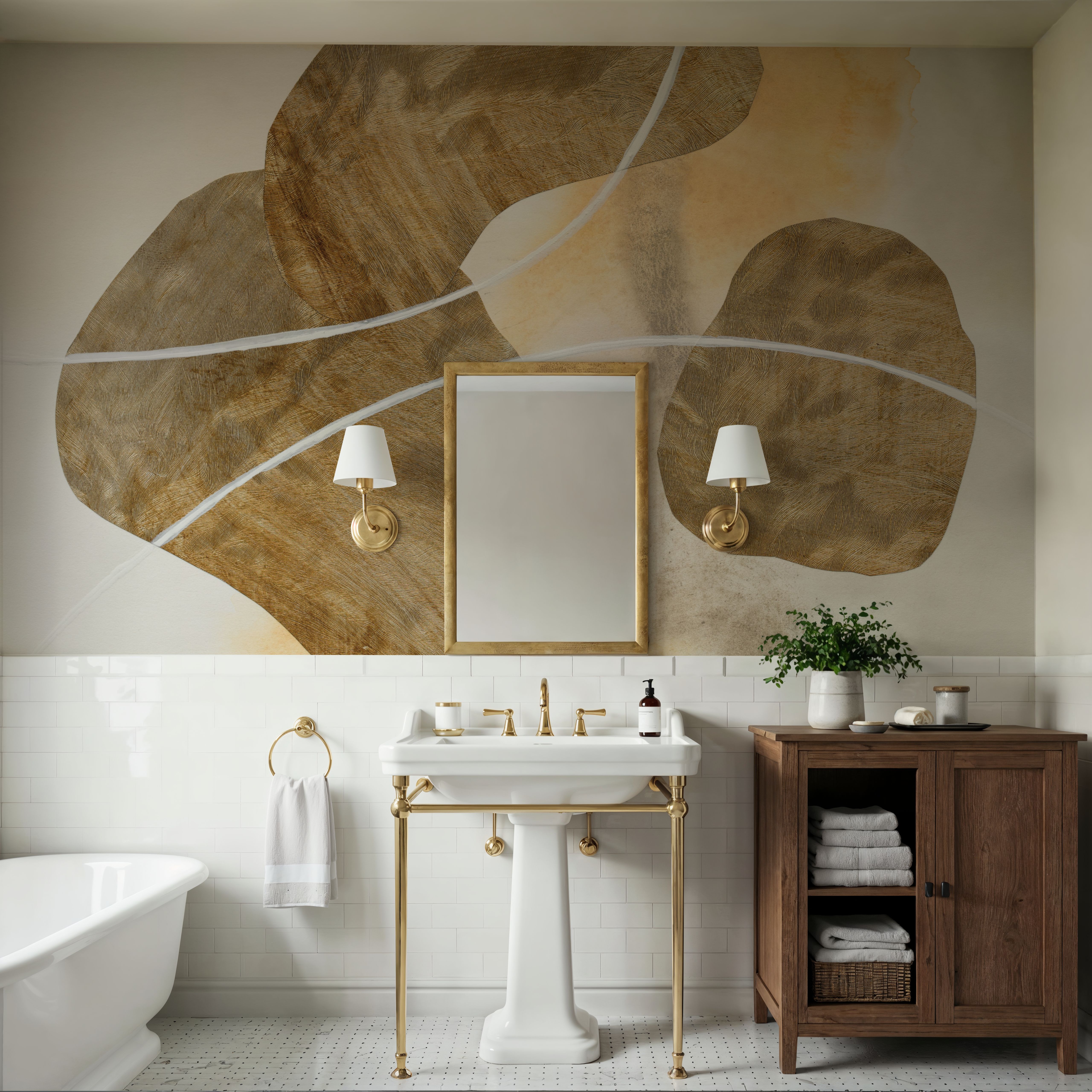 Wall Mural - Metallic Textures III - Abstract Contemporary mural wallpaper - Brown - Offices - Wallism US - Premium, Textured or Peel & Stick