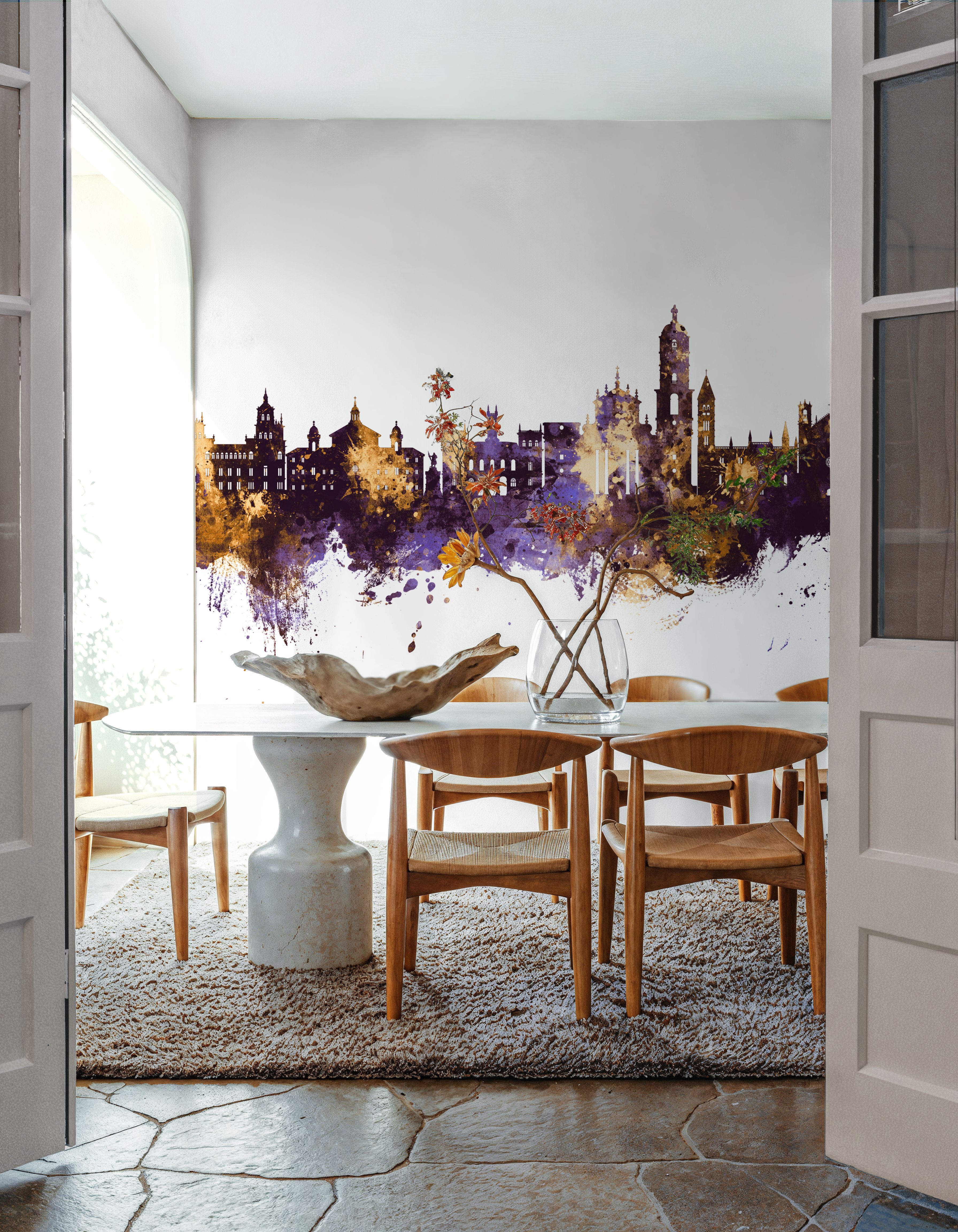 Valladolid Spain Skyline Purple & Gold