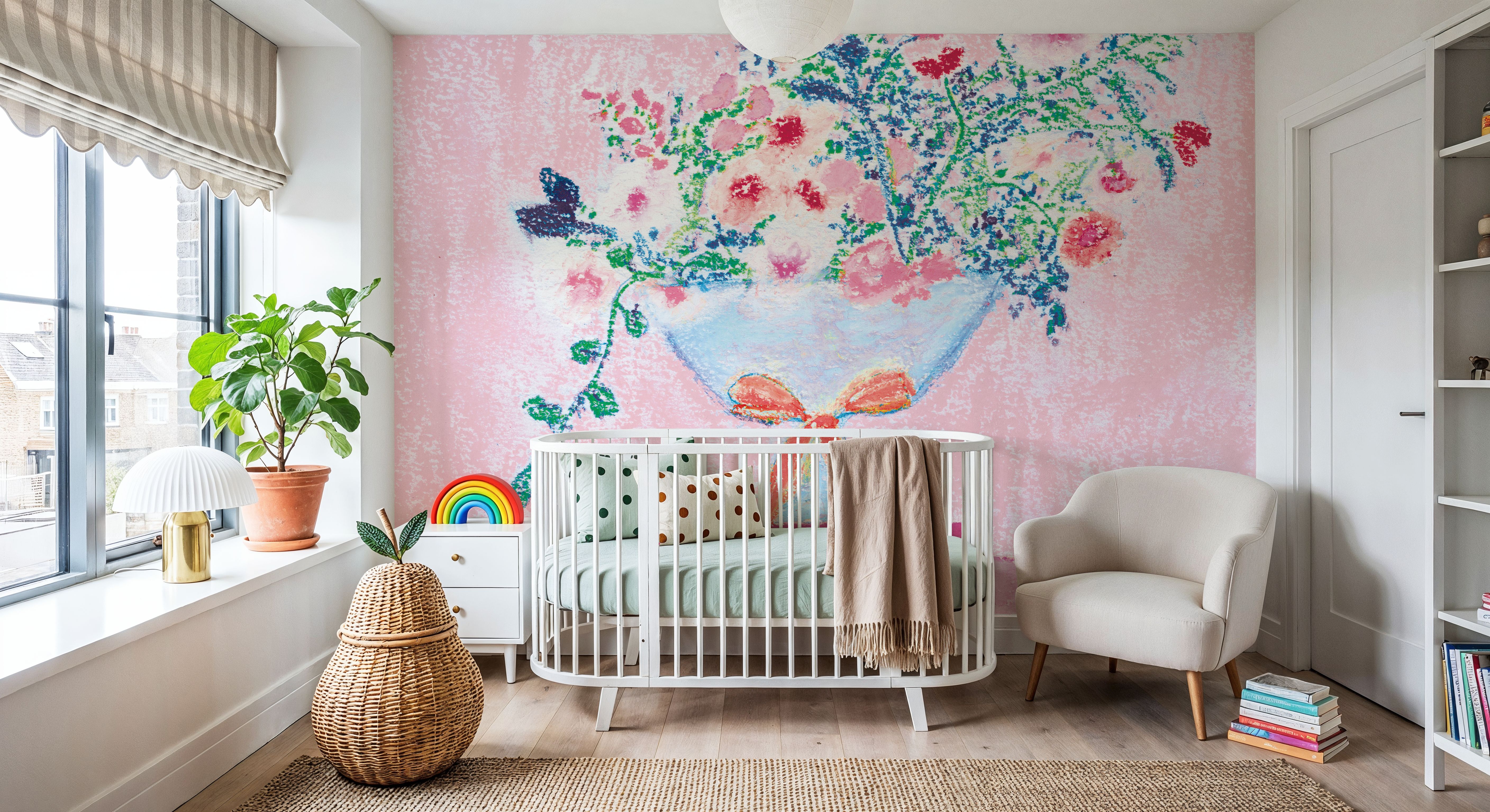 Flower Vases and Books Square Pink