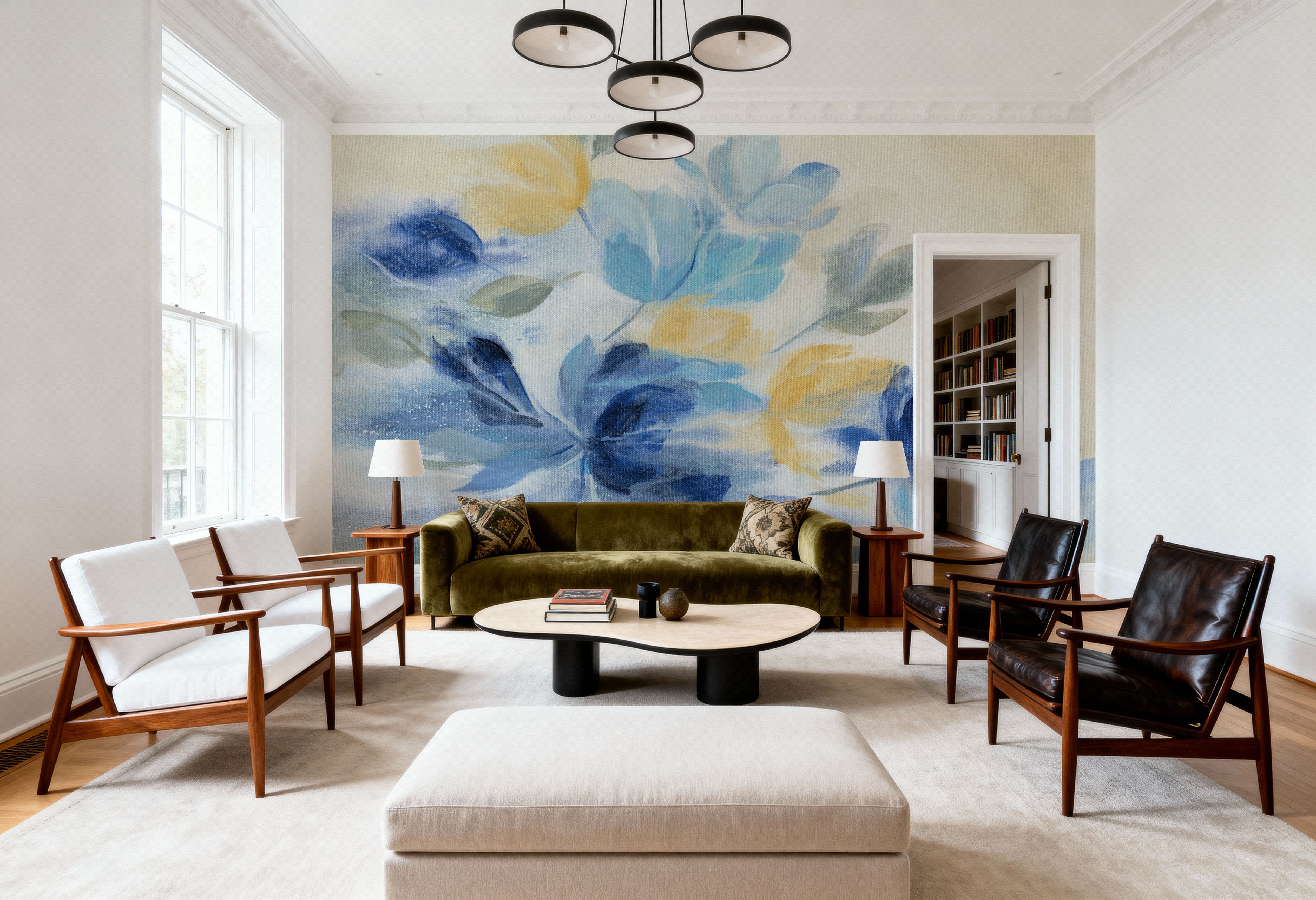 Sapphire Blue Floral II, Wallpaper