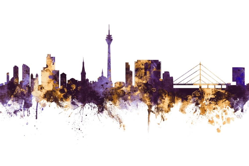 Düsseldorf Germany Skyline Purple & Gold