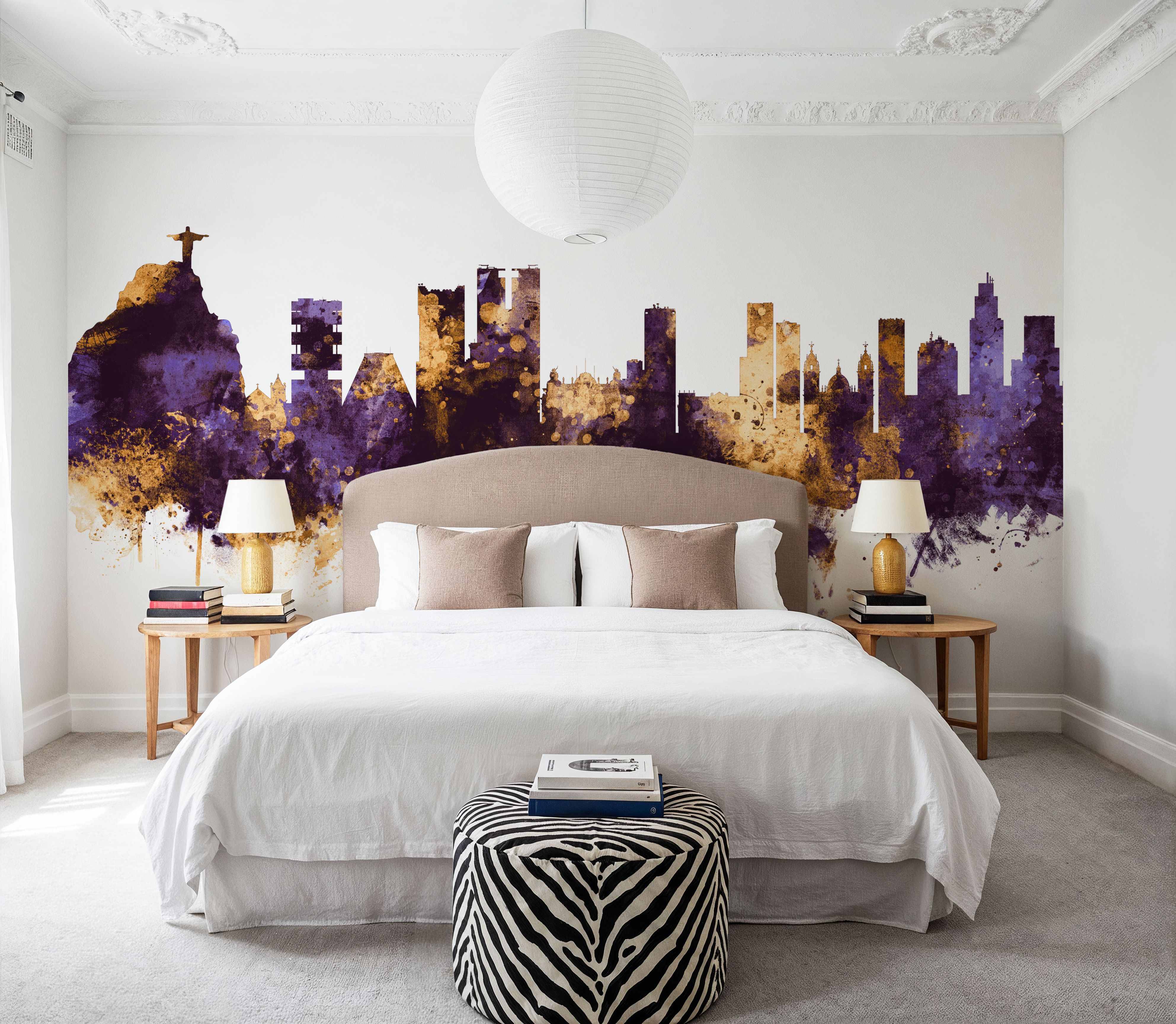 Rio de Janeiro Brazil Skyline Purple & Gold
