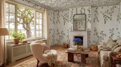 Wallpaper with oak floors: working with the warmth already in your room