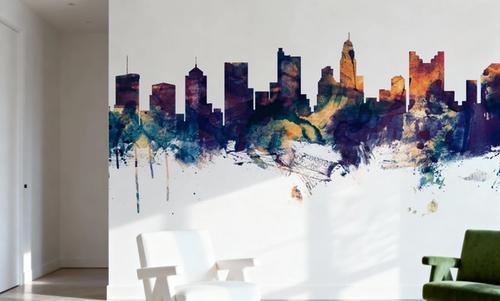 Columbus Ohio Skyline Blue & Bronze