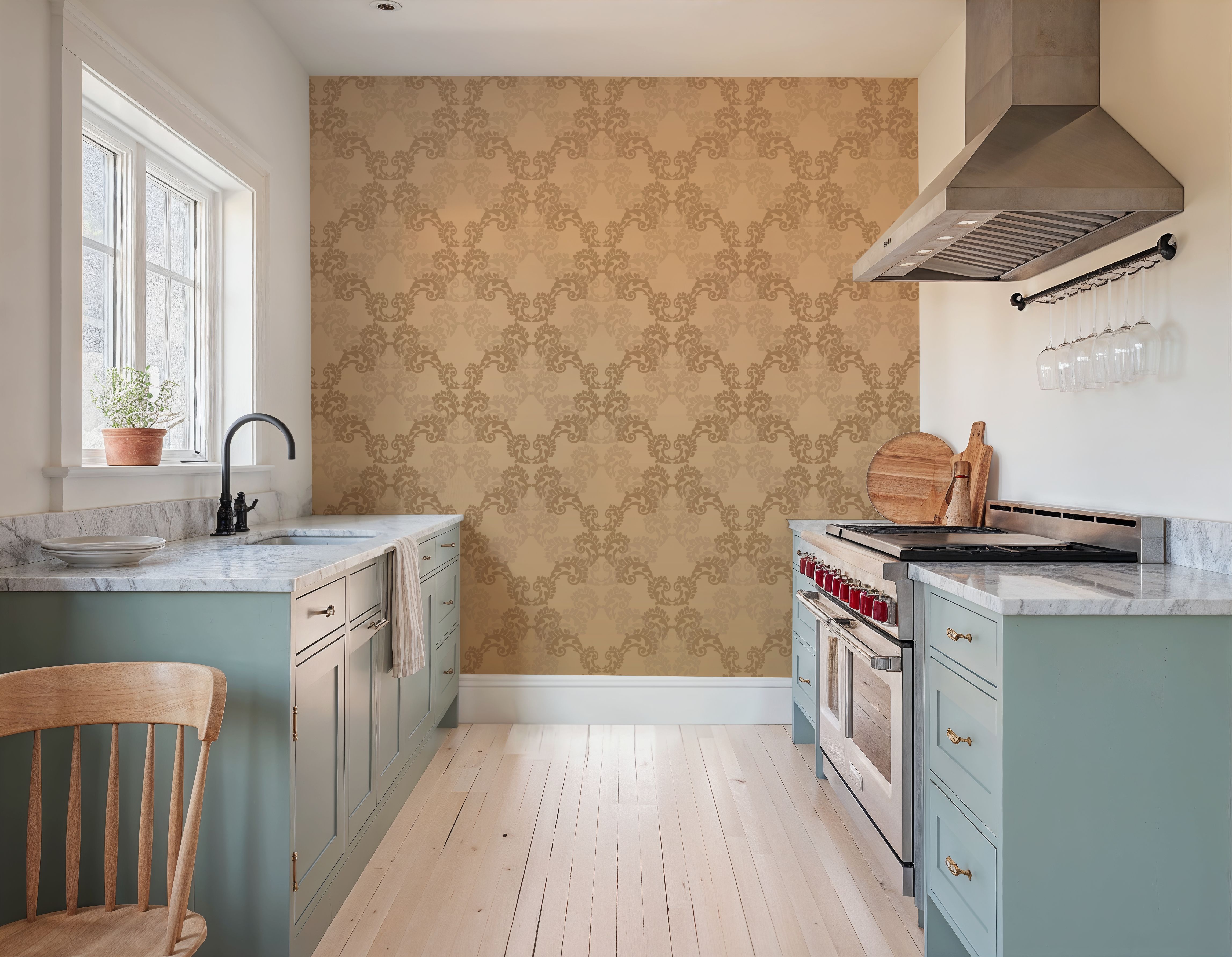 Overlay Damask Brown