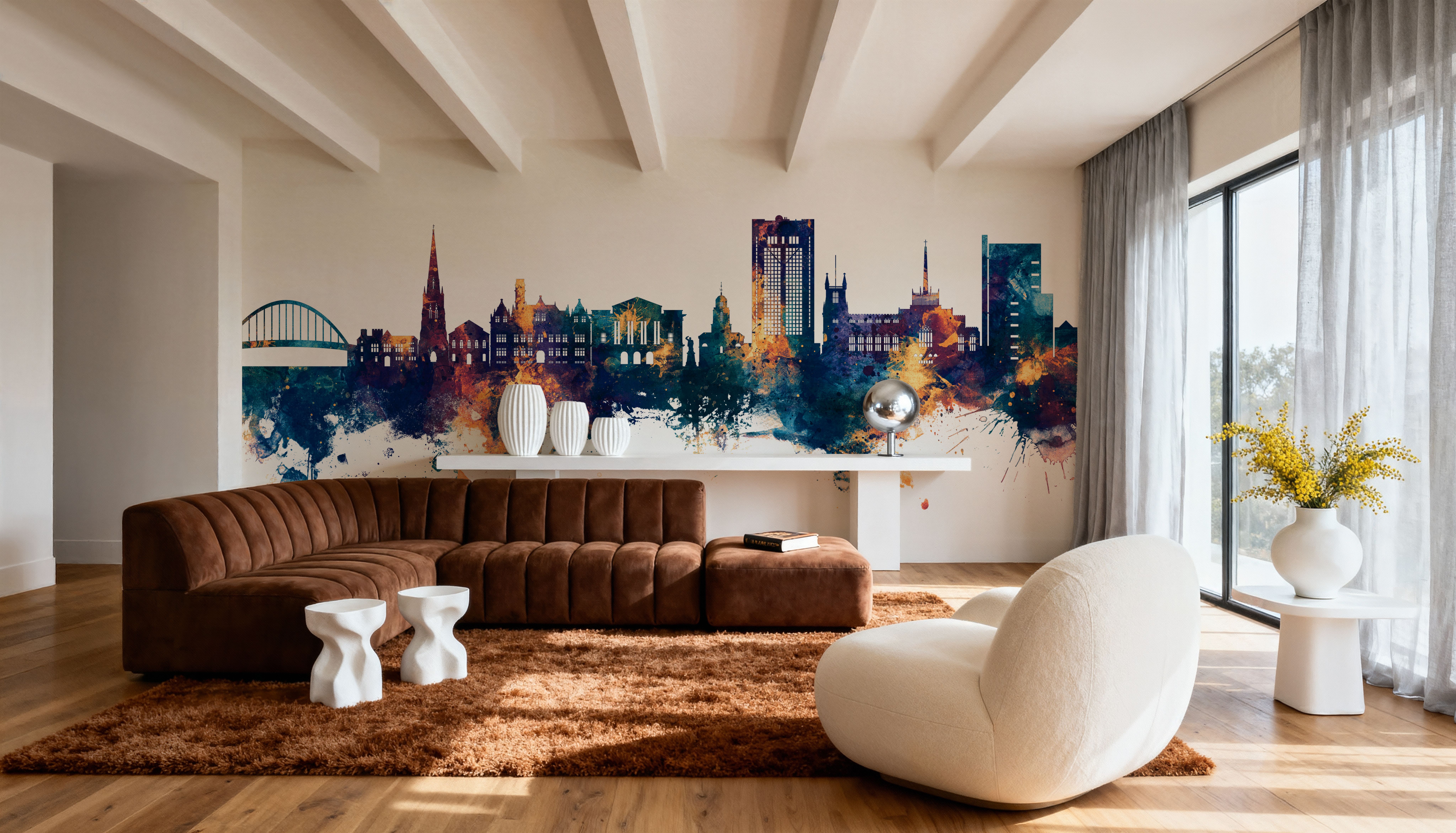 Blackburn England Skyline Blue & Bronze, Wallpaper