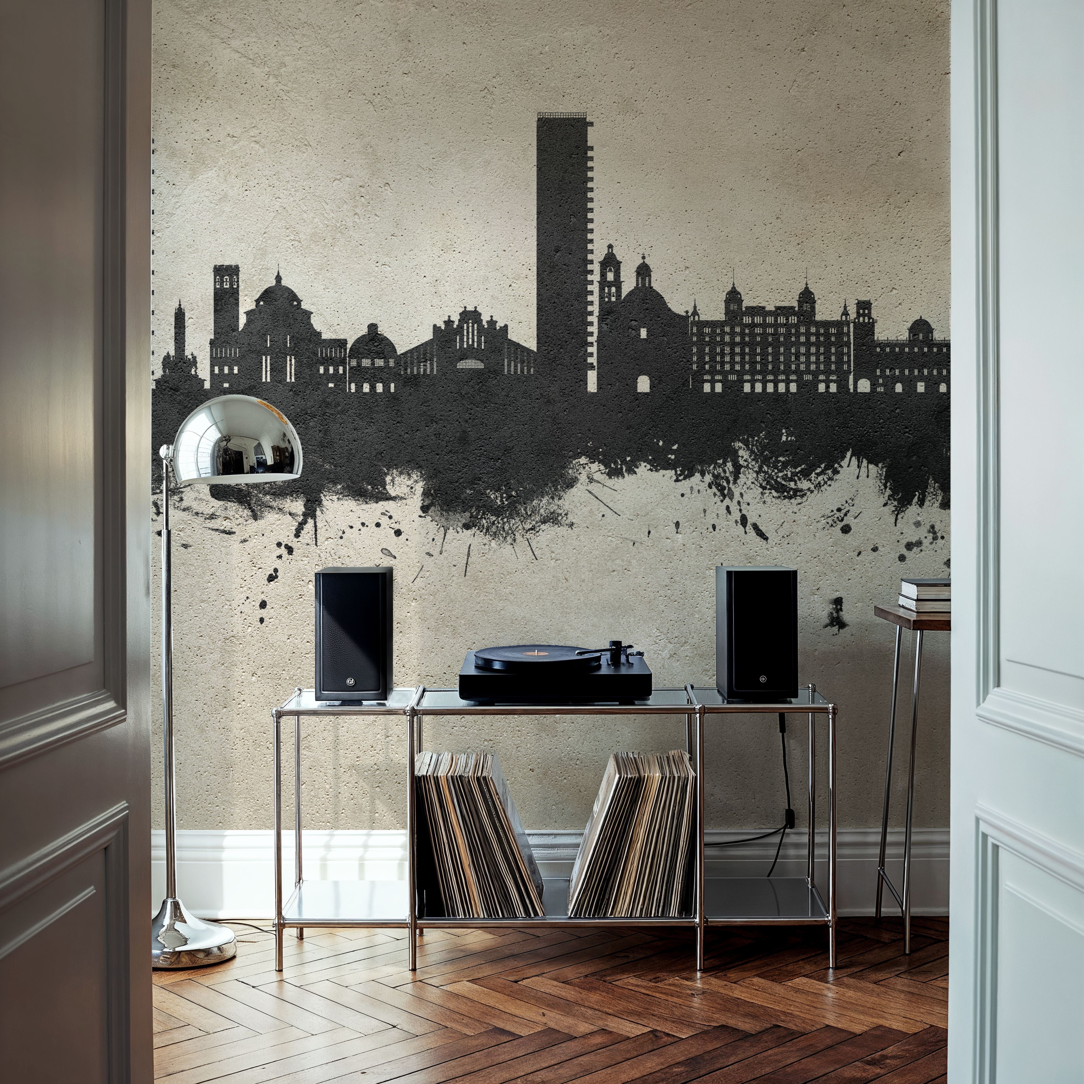 Fotobehang - Alicante Spain Skyline Concrete - Grafische Kunst Mural - Grijs - Woonkamer - Wallism Nederland - Zelfklevend of Vliesbehang