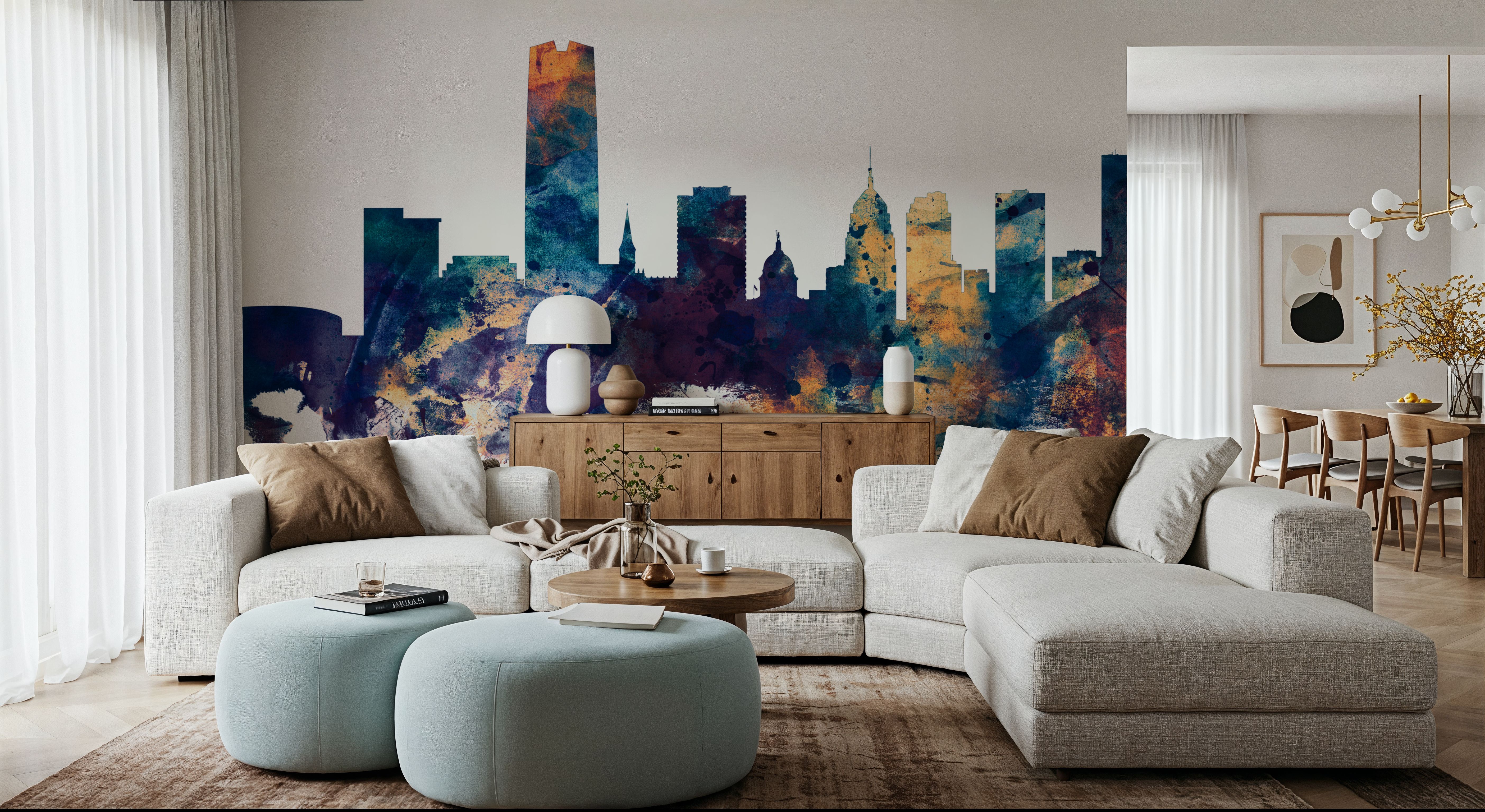 Oklahoma City Skyline Blue & Bronze