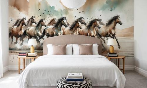 Horses Galloping Watercolor