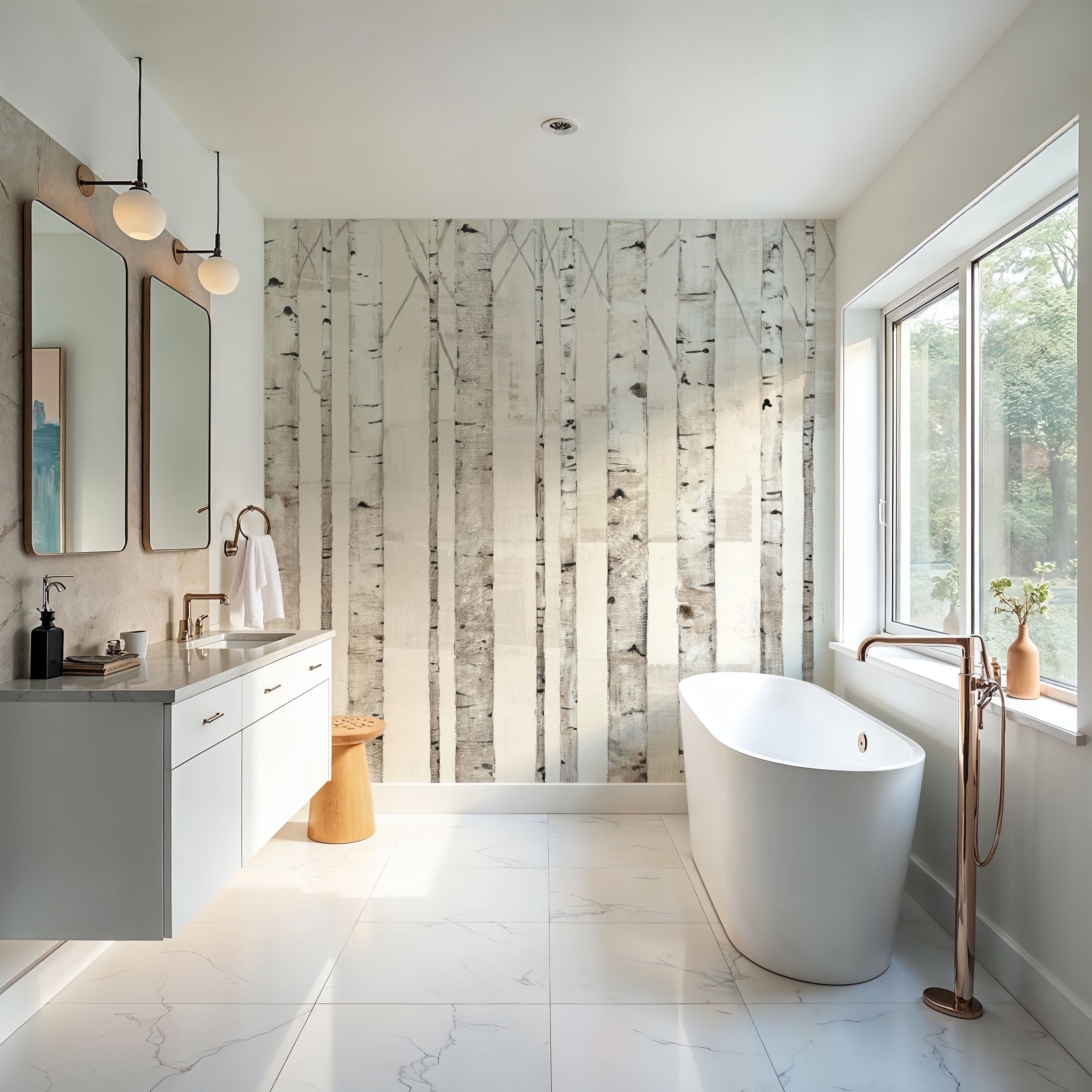 Birch Trees on White