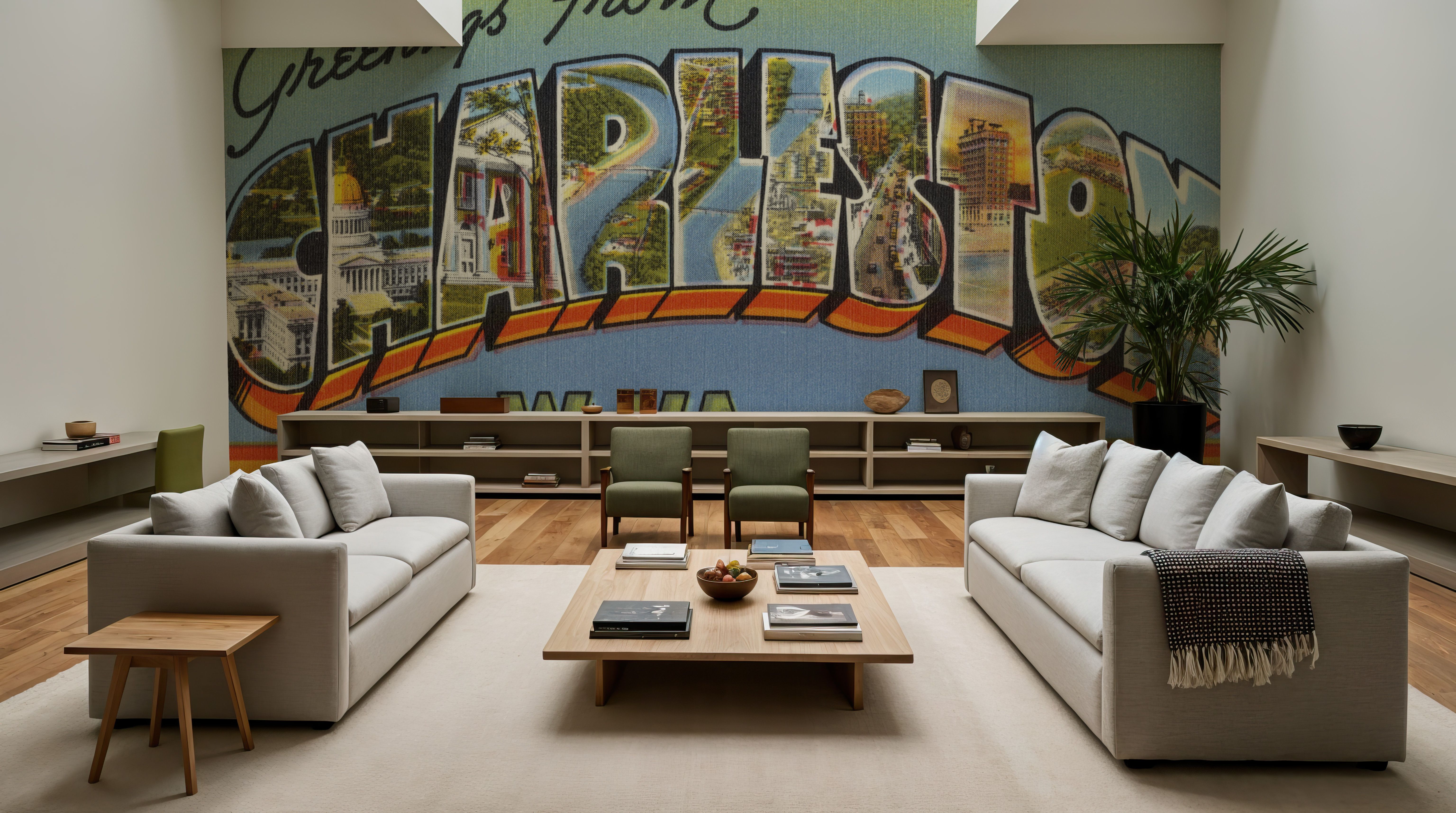 Greetings from Charleston - Screenprint Postcard, Papel pintado