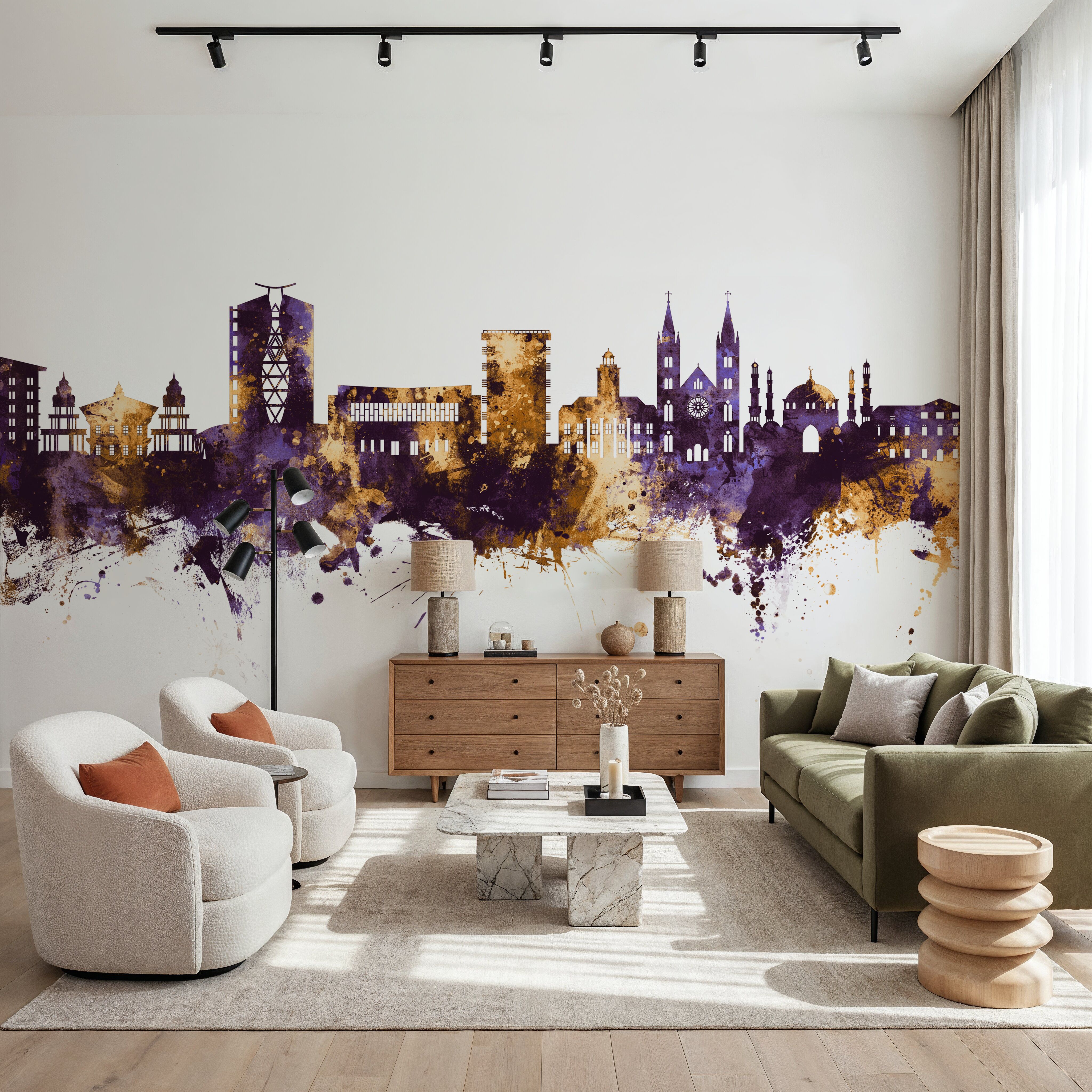 Paramaribo Suriname Skyline Purple & Gold