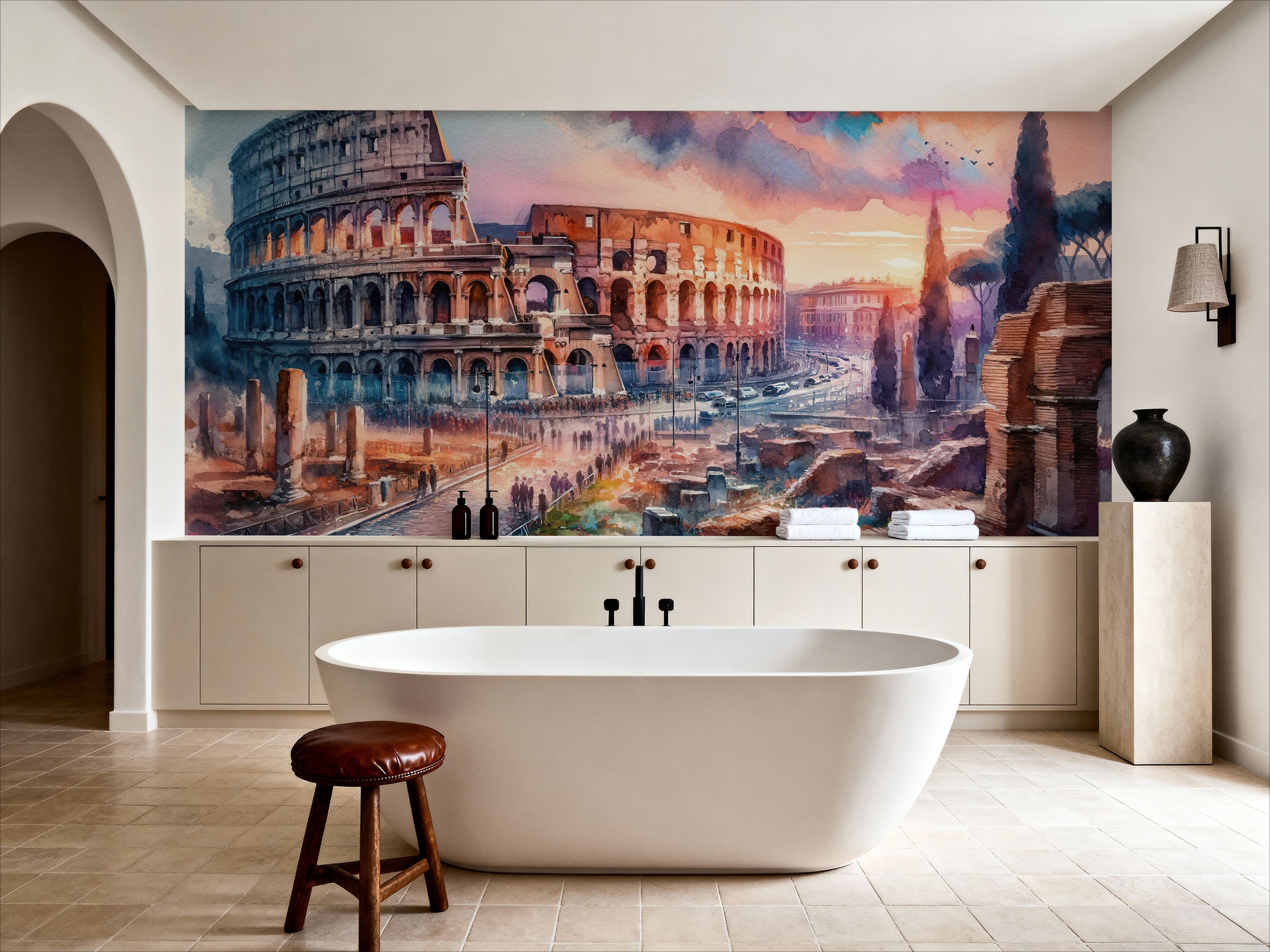 Watercolor Rome Colosseum