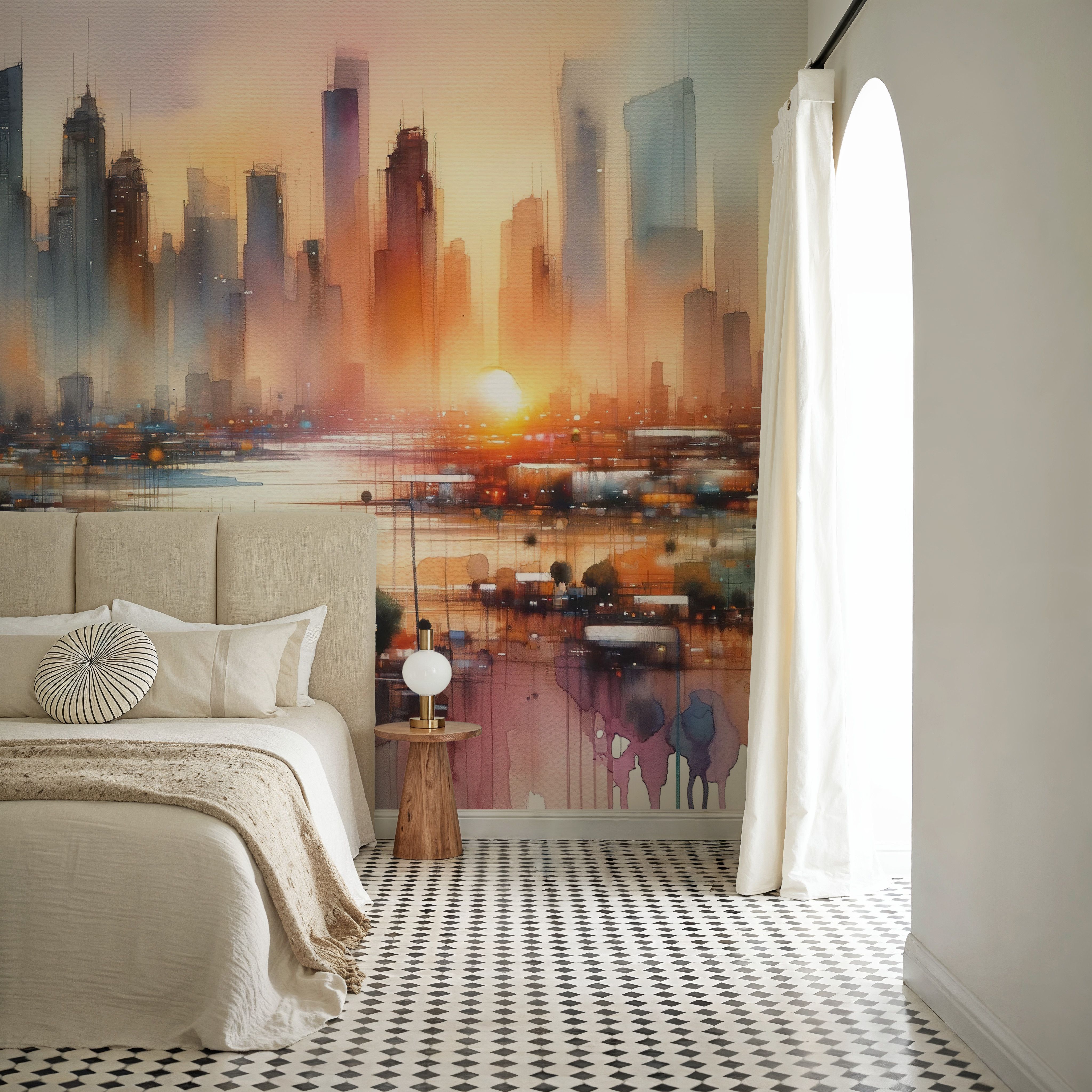 Vibrant Cityscape at Sunset