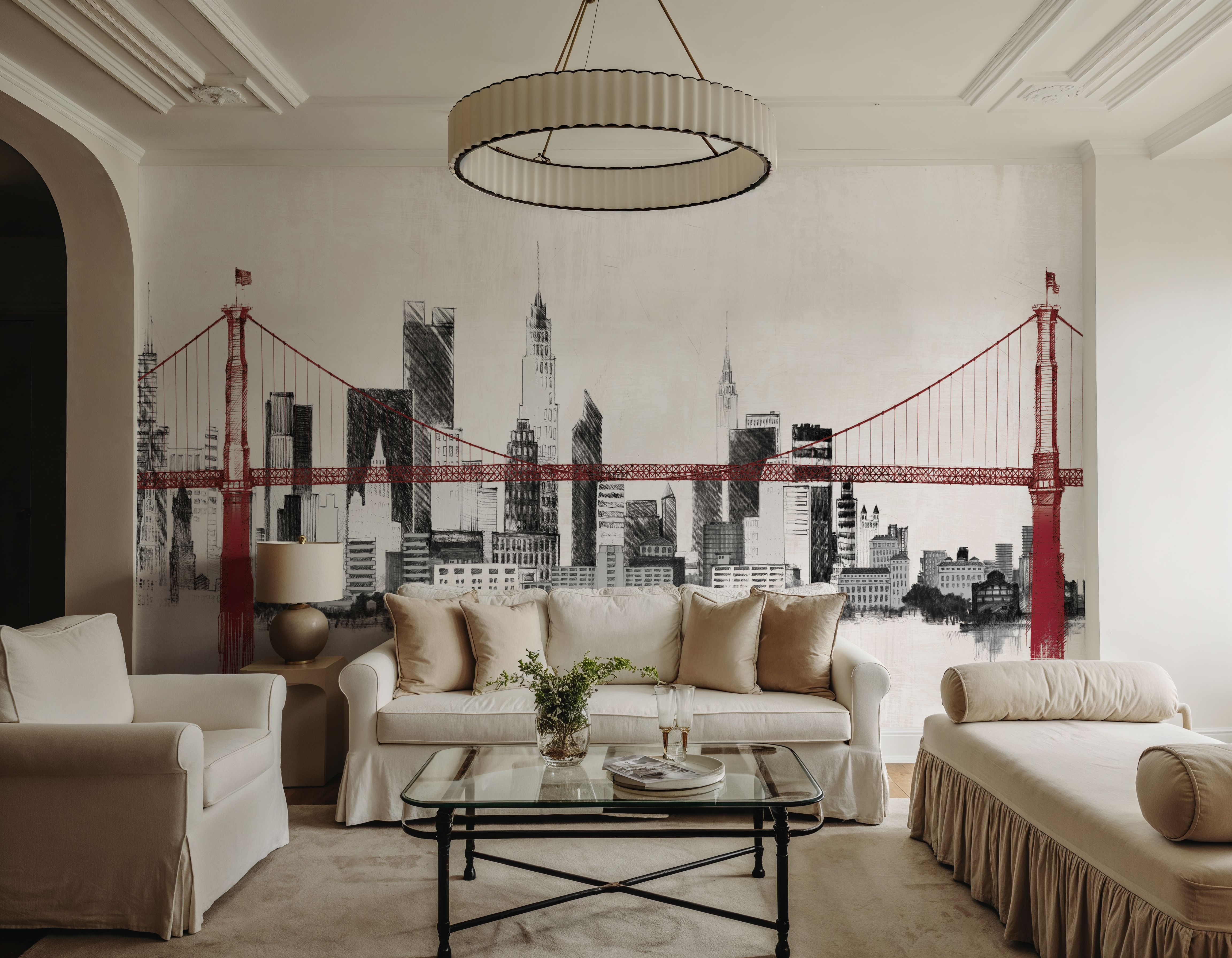 Bridge and Skyline Red