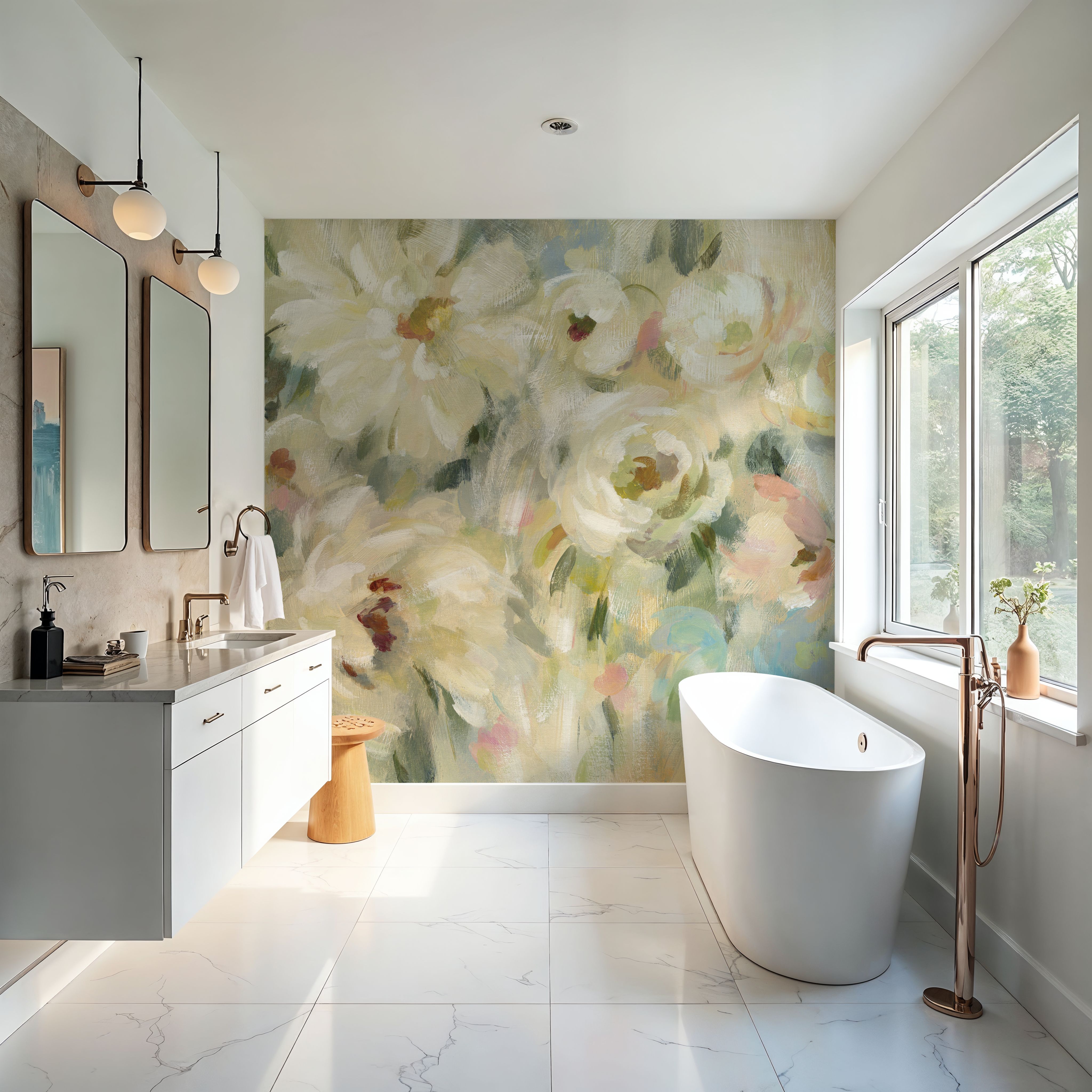 Expressive Pale Floral on Canvas