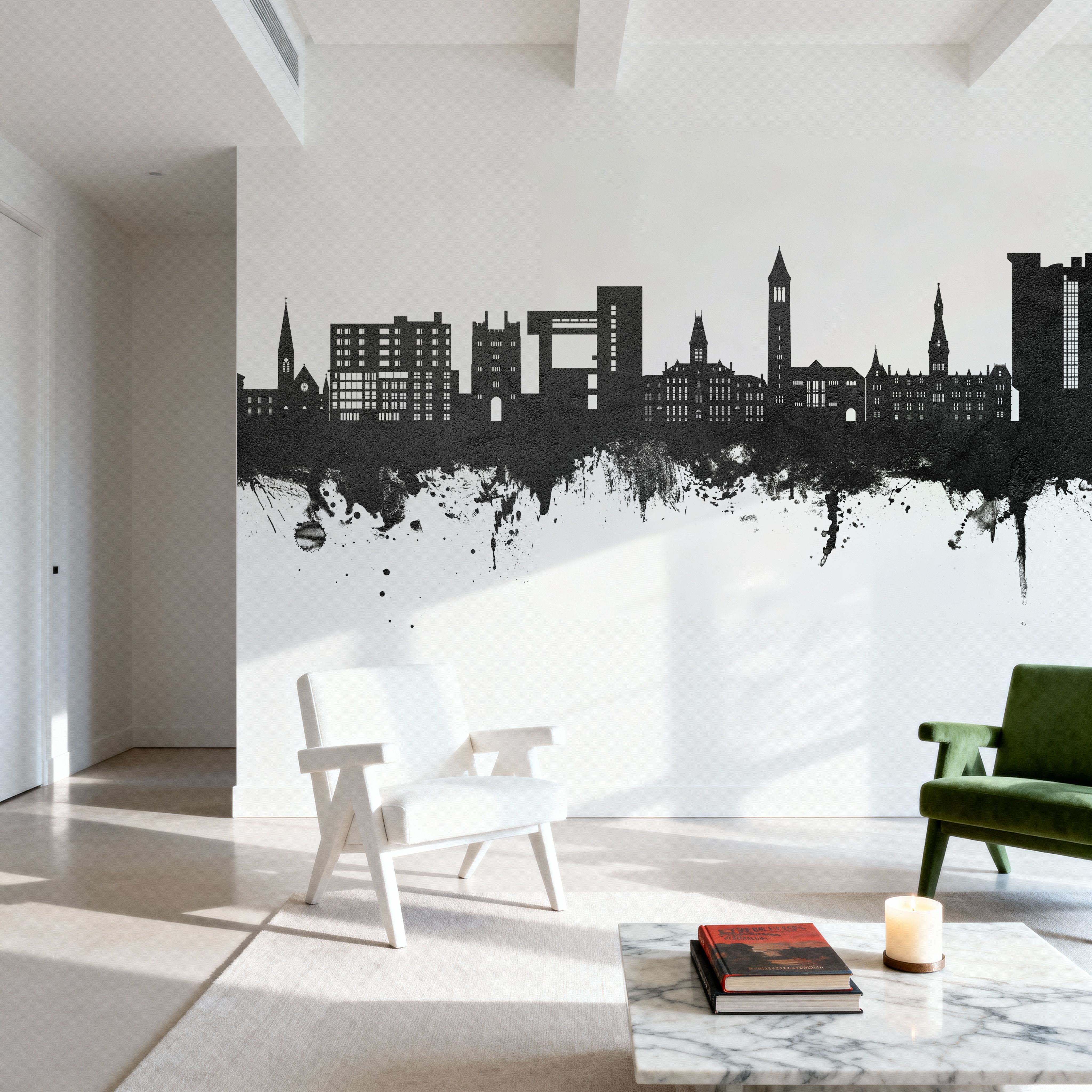 Ithaca New York Skyline Black & White