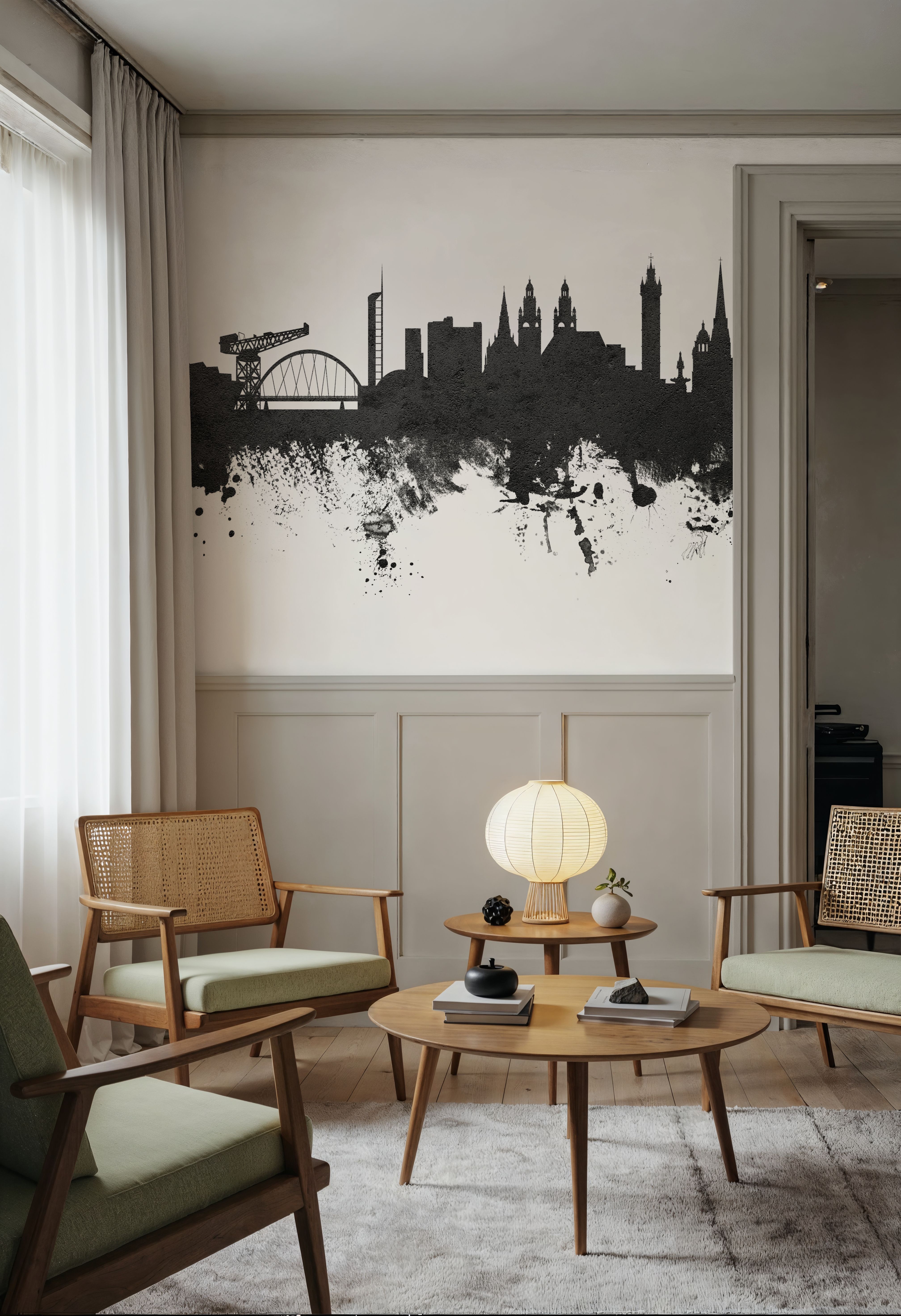 Glasgow Scotland Skyline Black & White