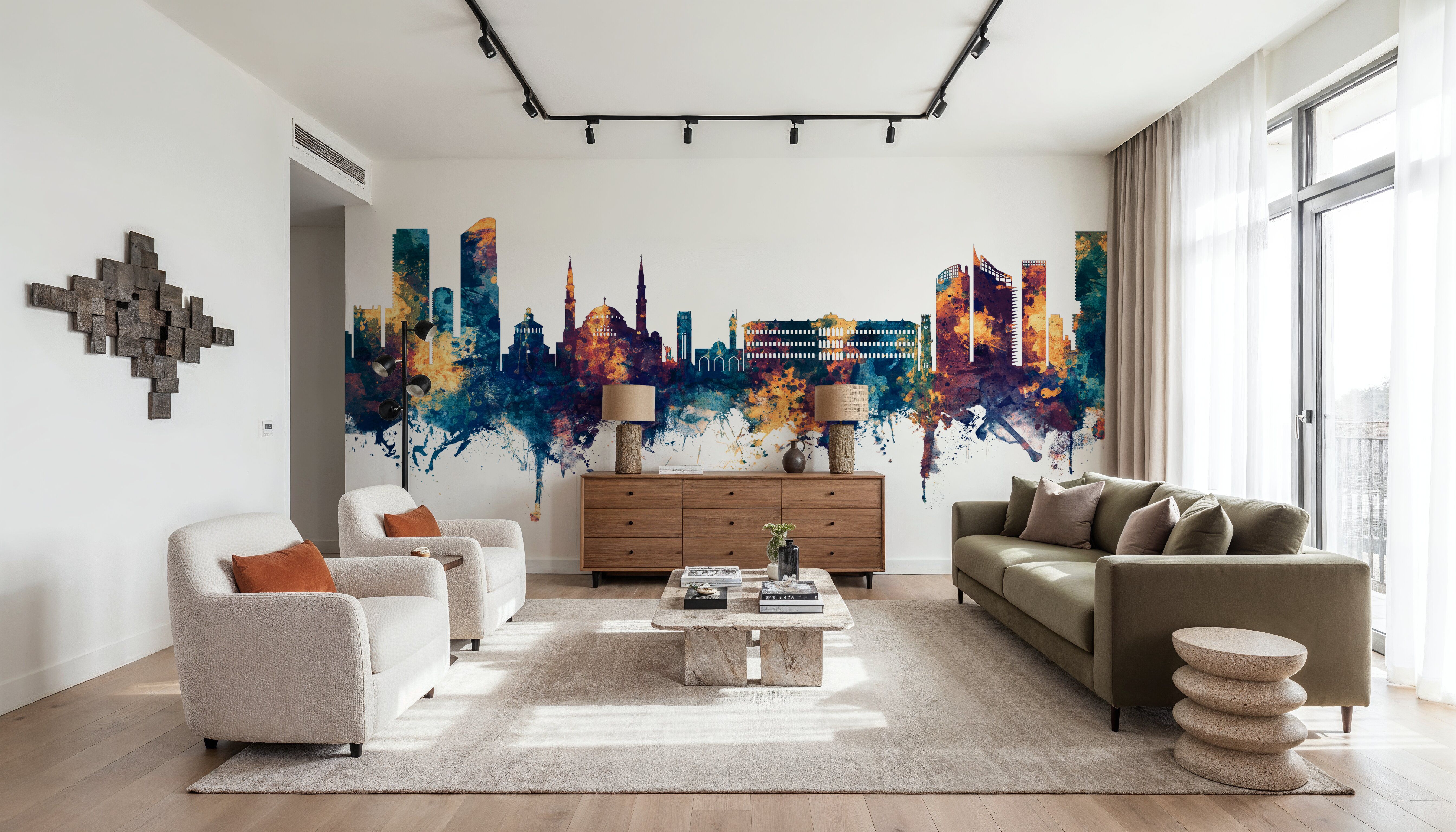 Beirut Lebanon Skyline Blue & Bronze