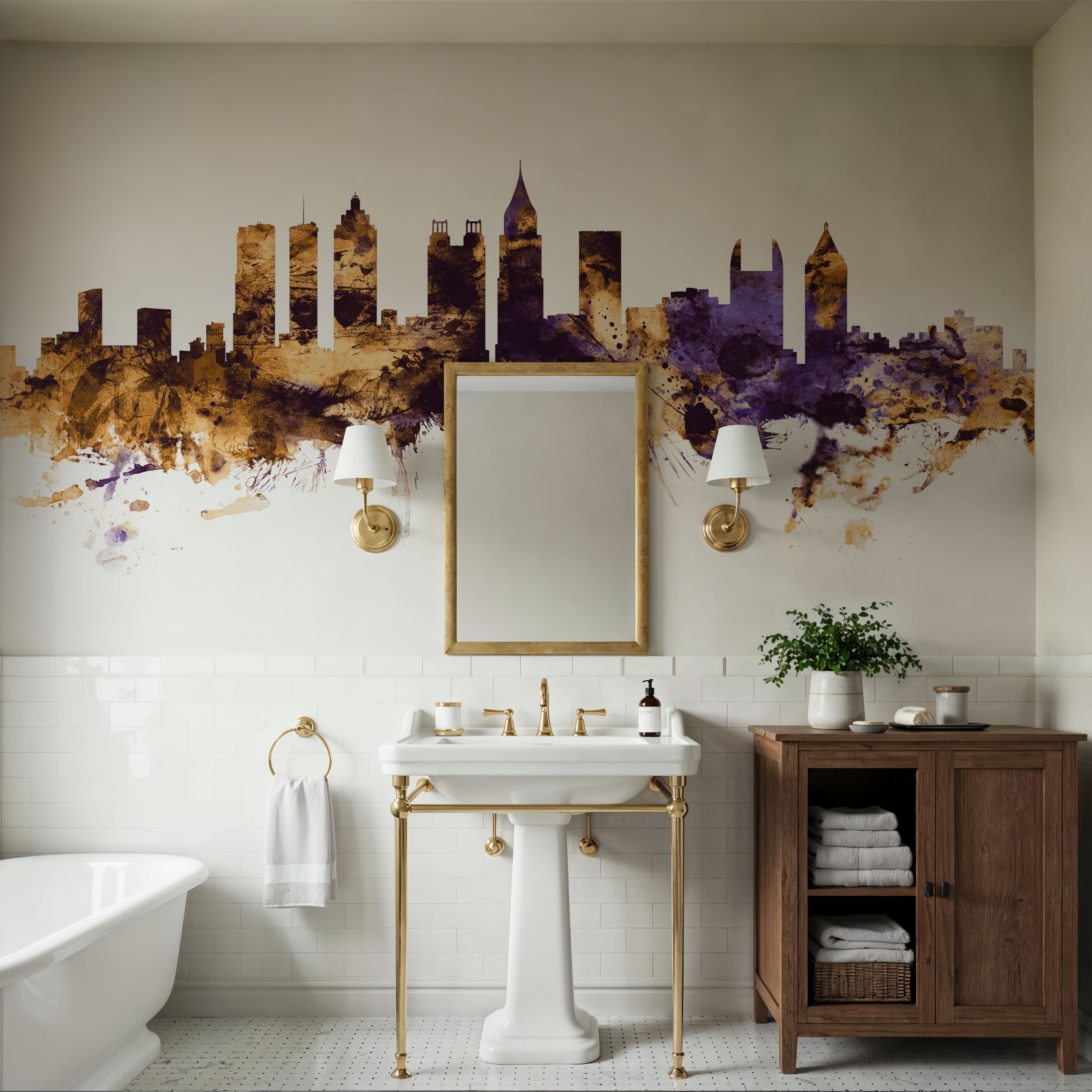 Atlanta Georgia Skyline Purple & Gold