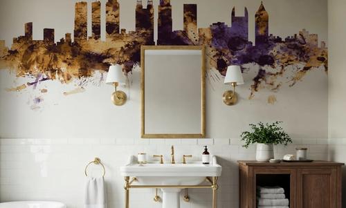 Atlanta Georgia Skyline Purple & Gold