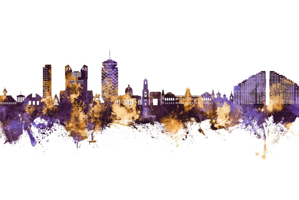 Chisinau Moldova Skyline Purple & Gold