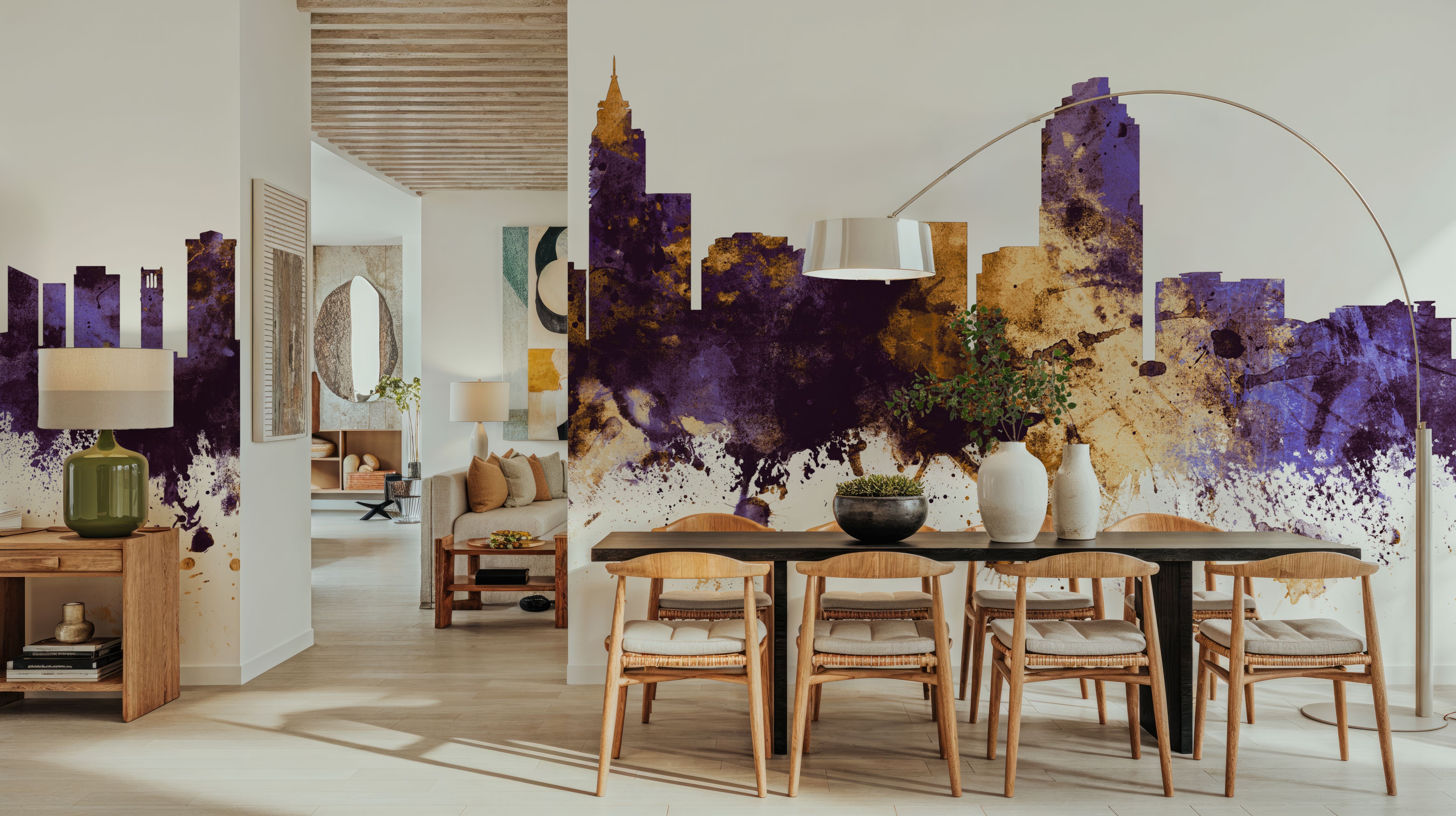 Raleigh North Carolina Skyline Purple & Gold